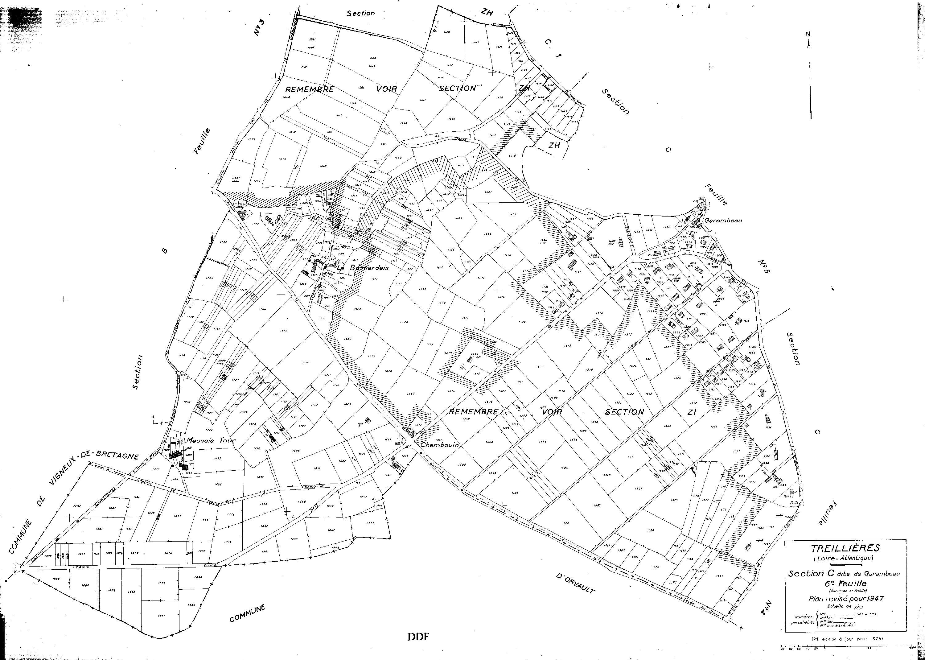 Treillières - Section C6 Garambeau (section de). 1407-1854