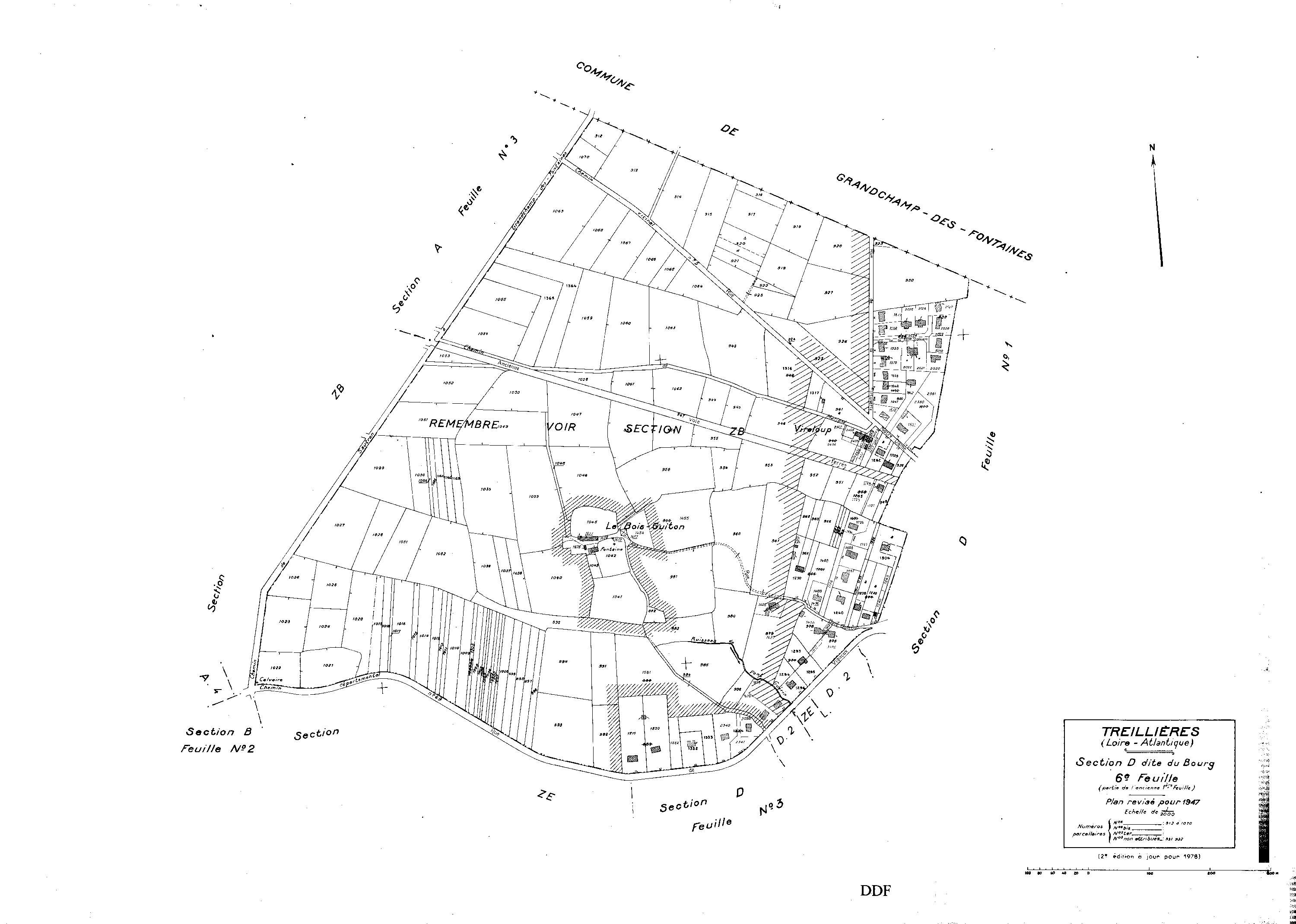 Treillières - Section D6 Bourg (section du). 912-1070