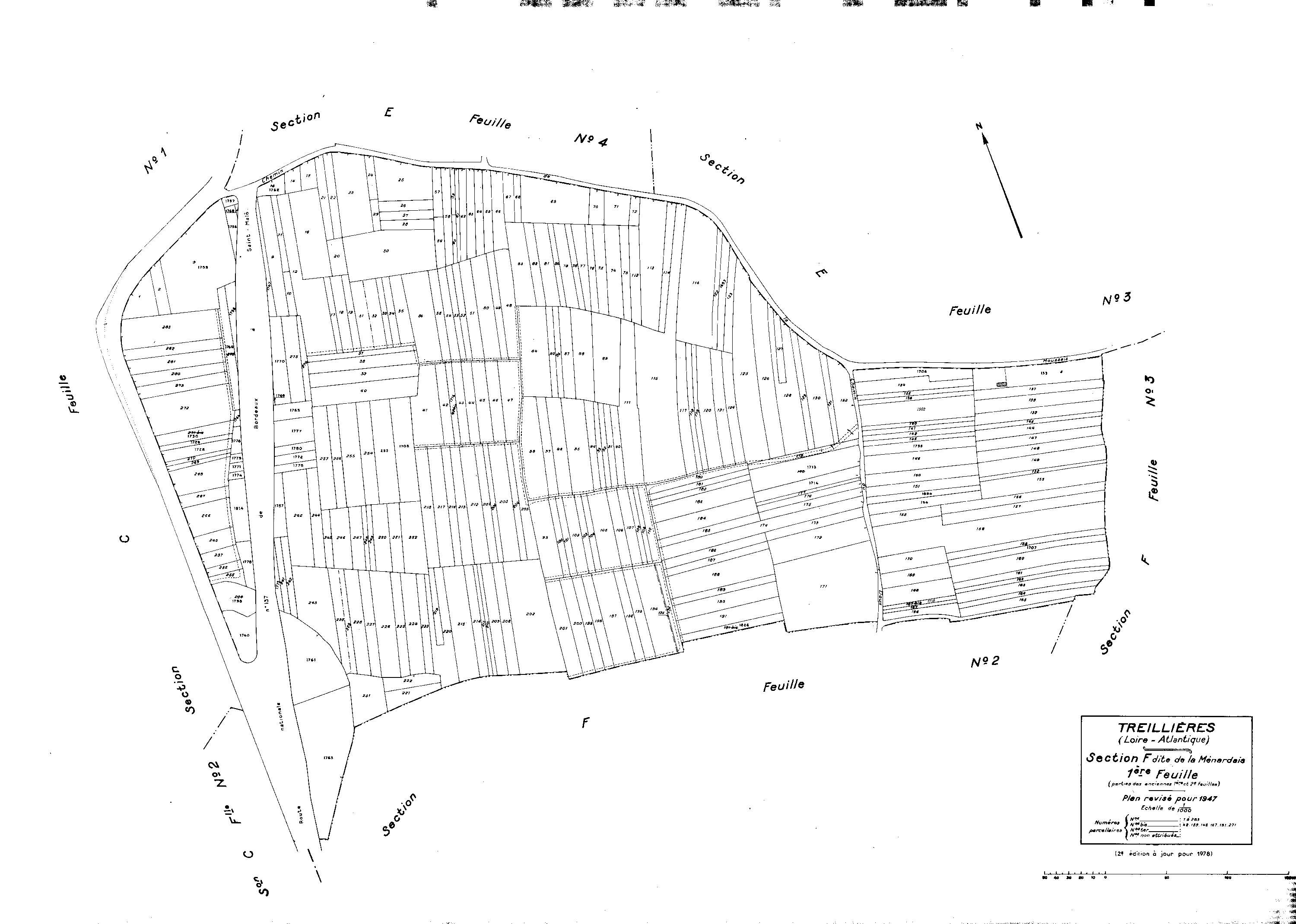 Treillières - Section F1 Ménardais (section de La). 1-263