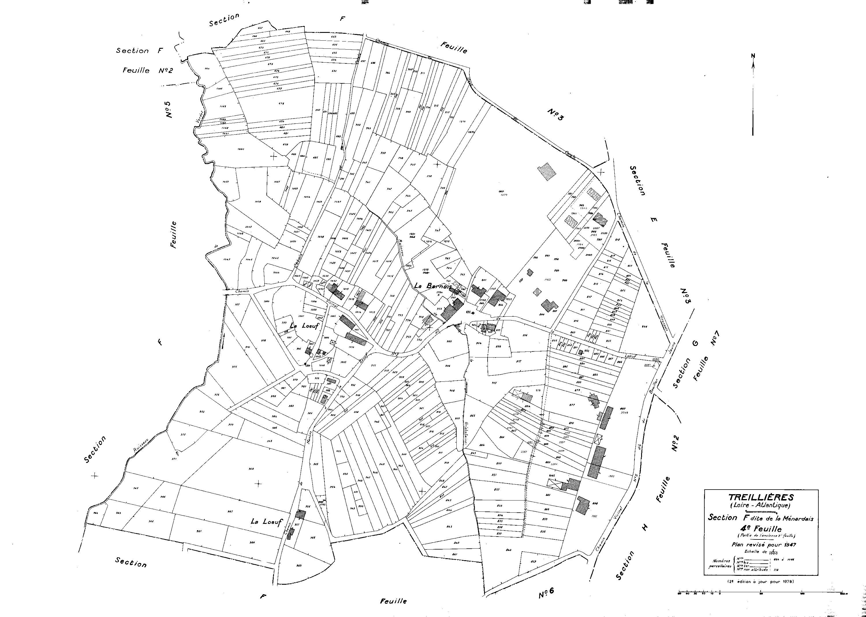 Treillières - Section F4 Ménardais (section de La). 664-1066