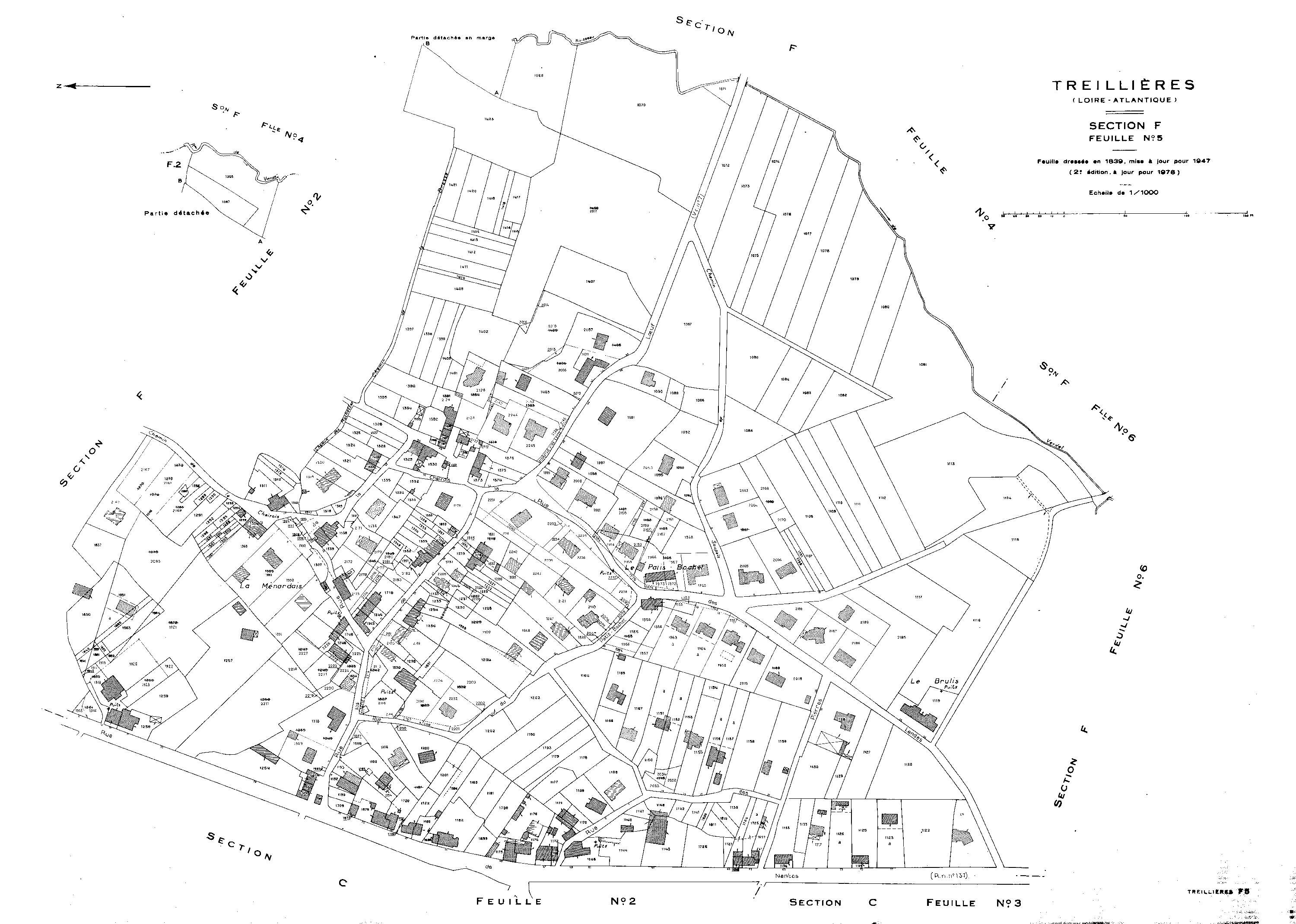 Treillières - Section F5 Ménardais (section de La). 1067-1423