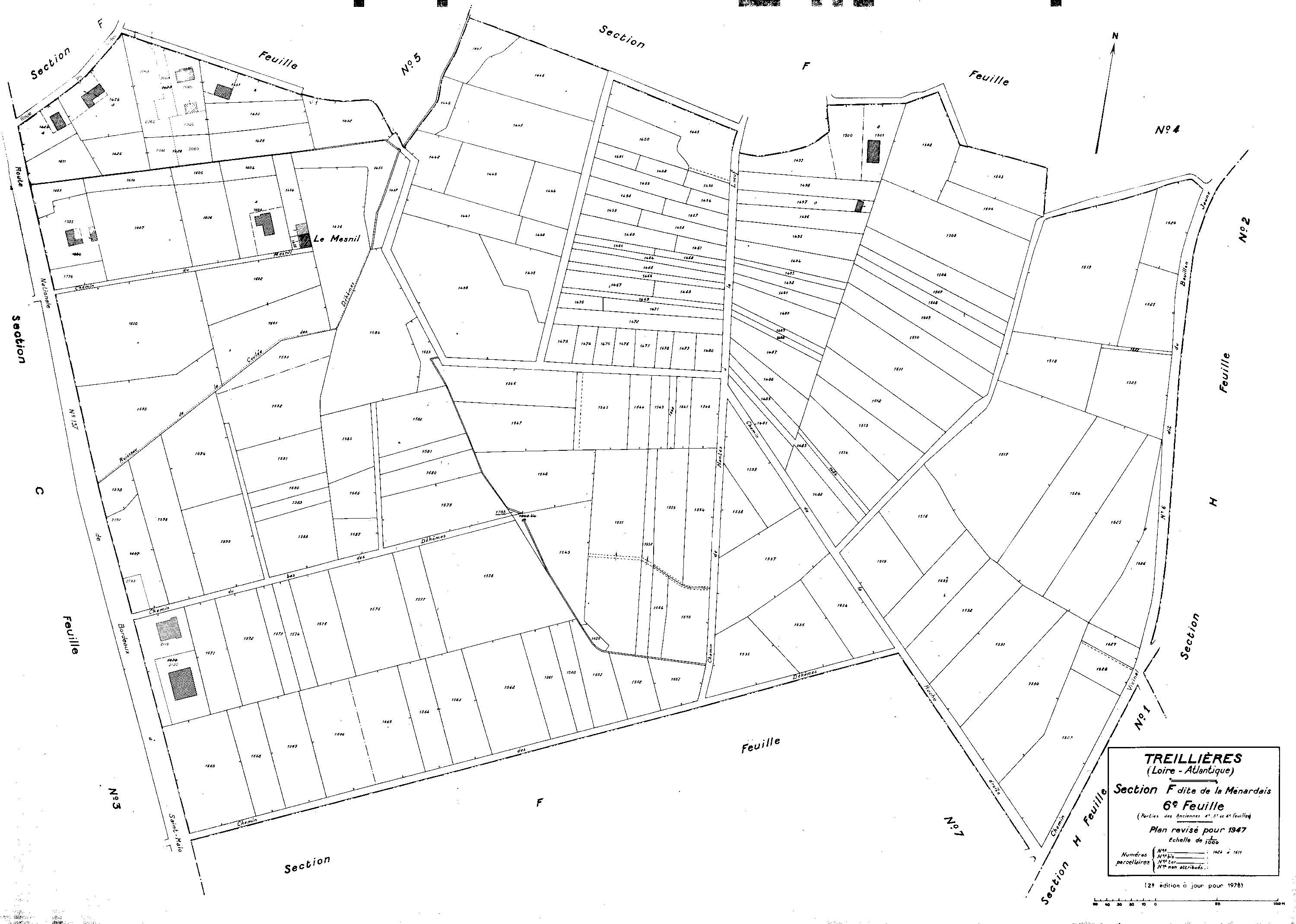 Treillières - Section F6 Ménardais (section de La). 1424-1611