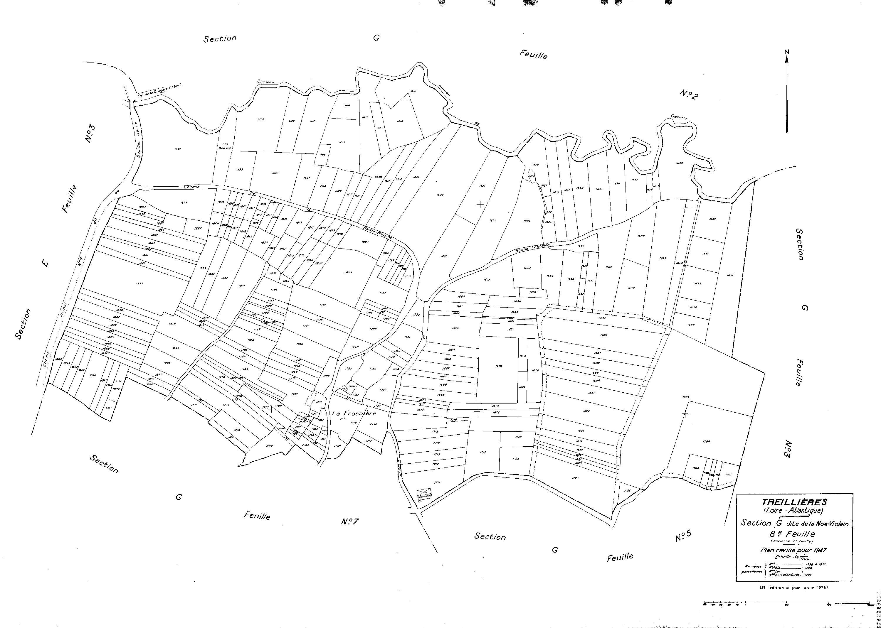 Treillières - Section G8 Noë-Violain (section de La). 1598-1871