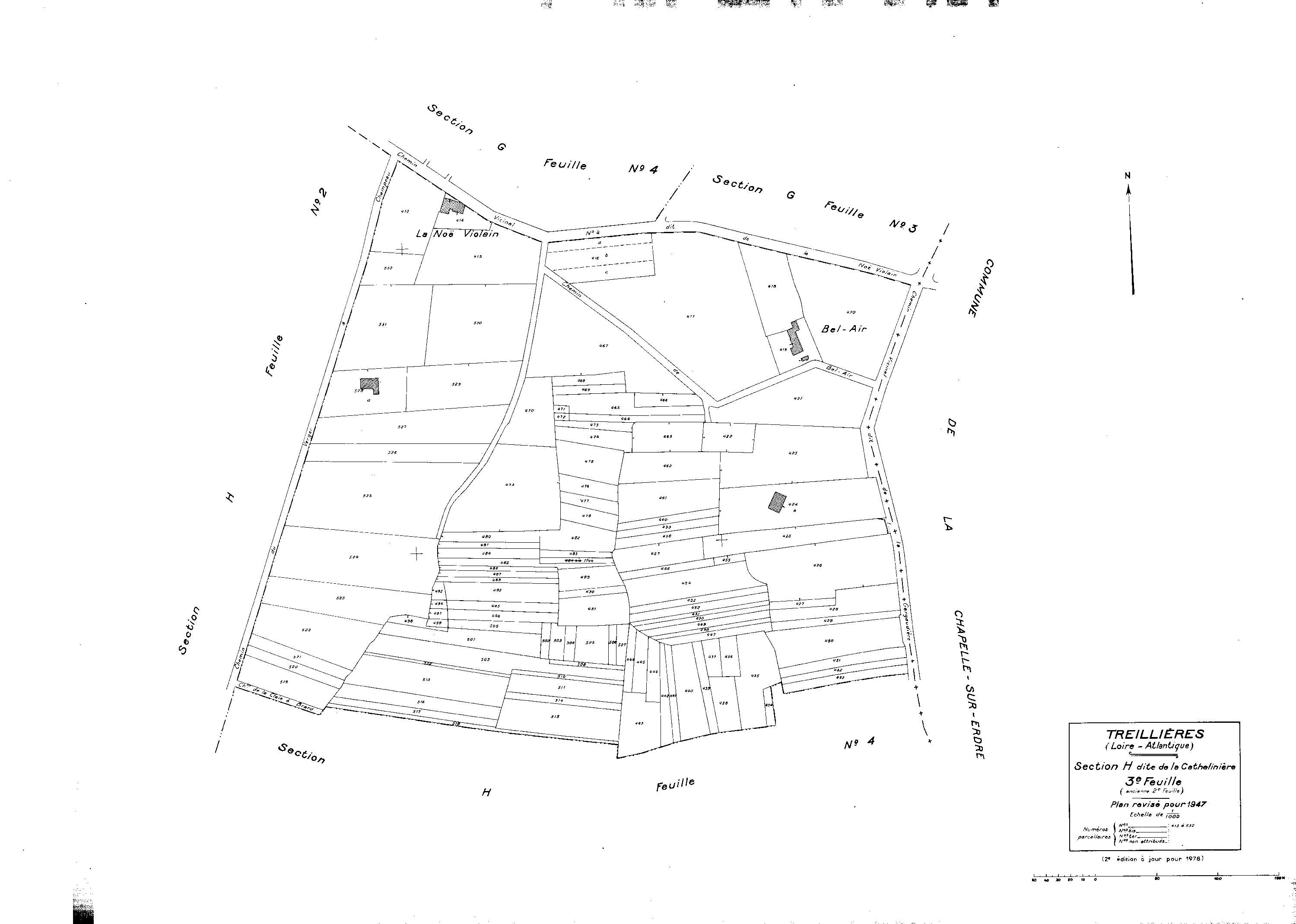 Treillières - Section H3 Cathelinière (section de La). 413-532