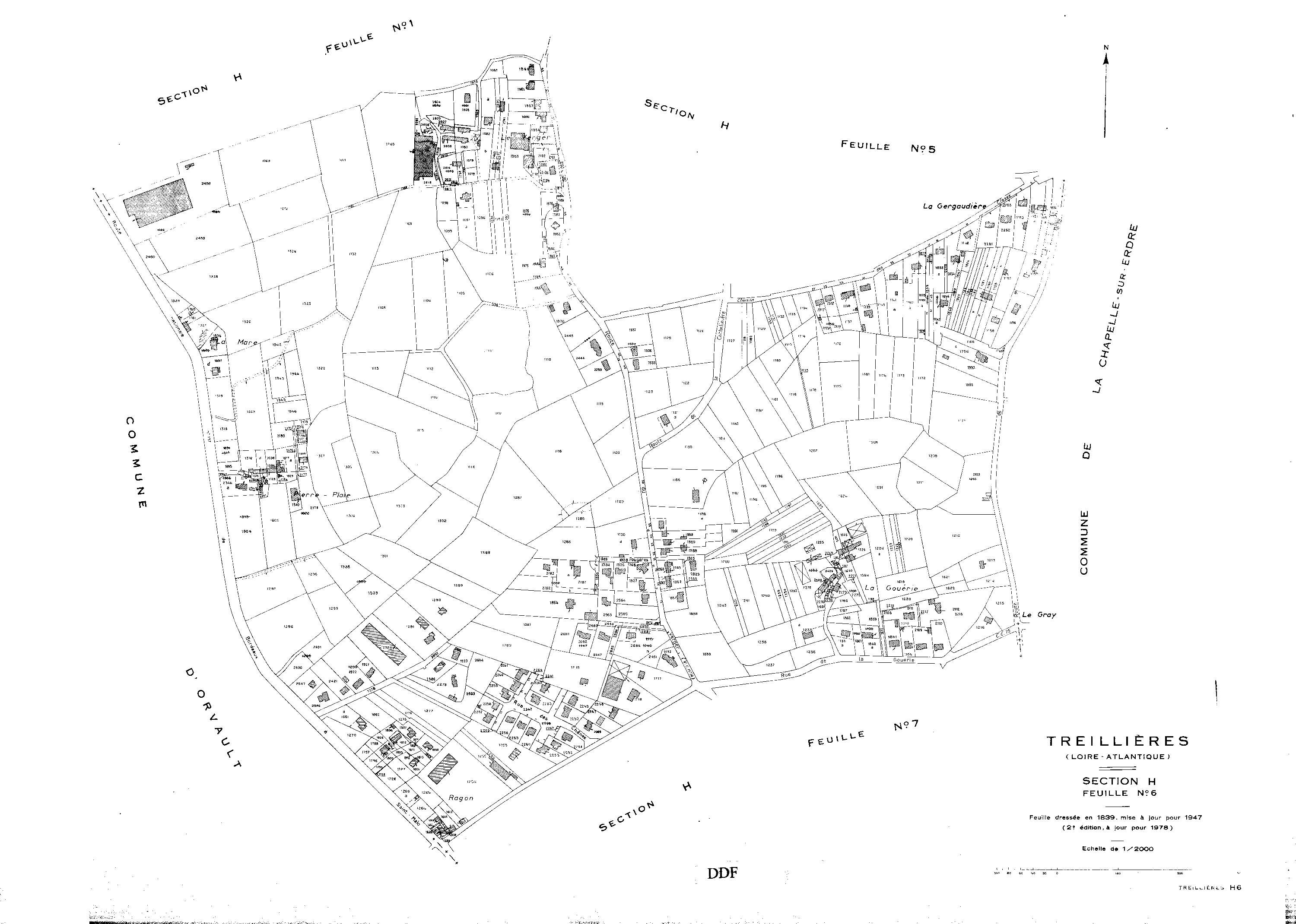 Treillières - Section H6 Cathelinière (section de La). 1066-1329