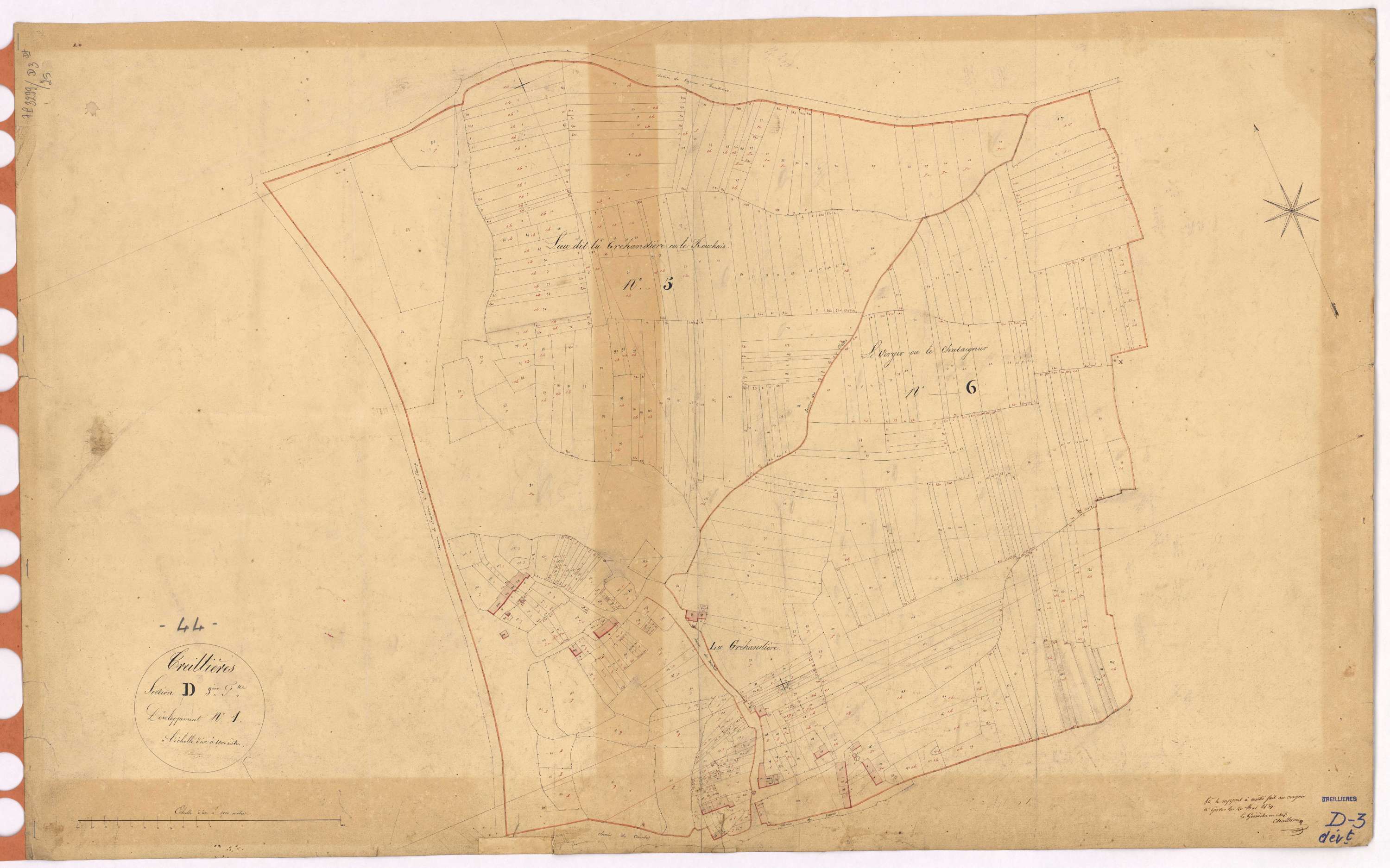 Treillières - Section D3 (développement) Bourg (section du) ; développement du village de La Gréhandière
