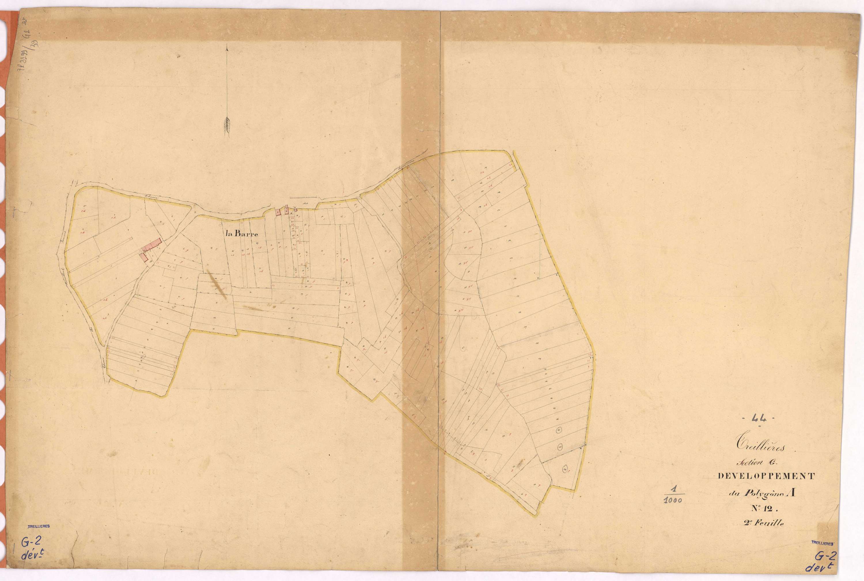 Treillières - Section G2 (développement) Noë Violain (section de La) ; développement du village de La Barre et de diverses parcelles