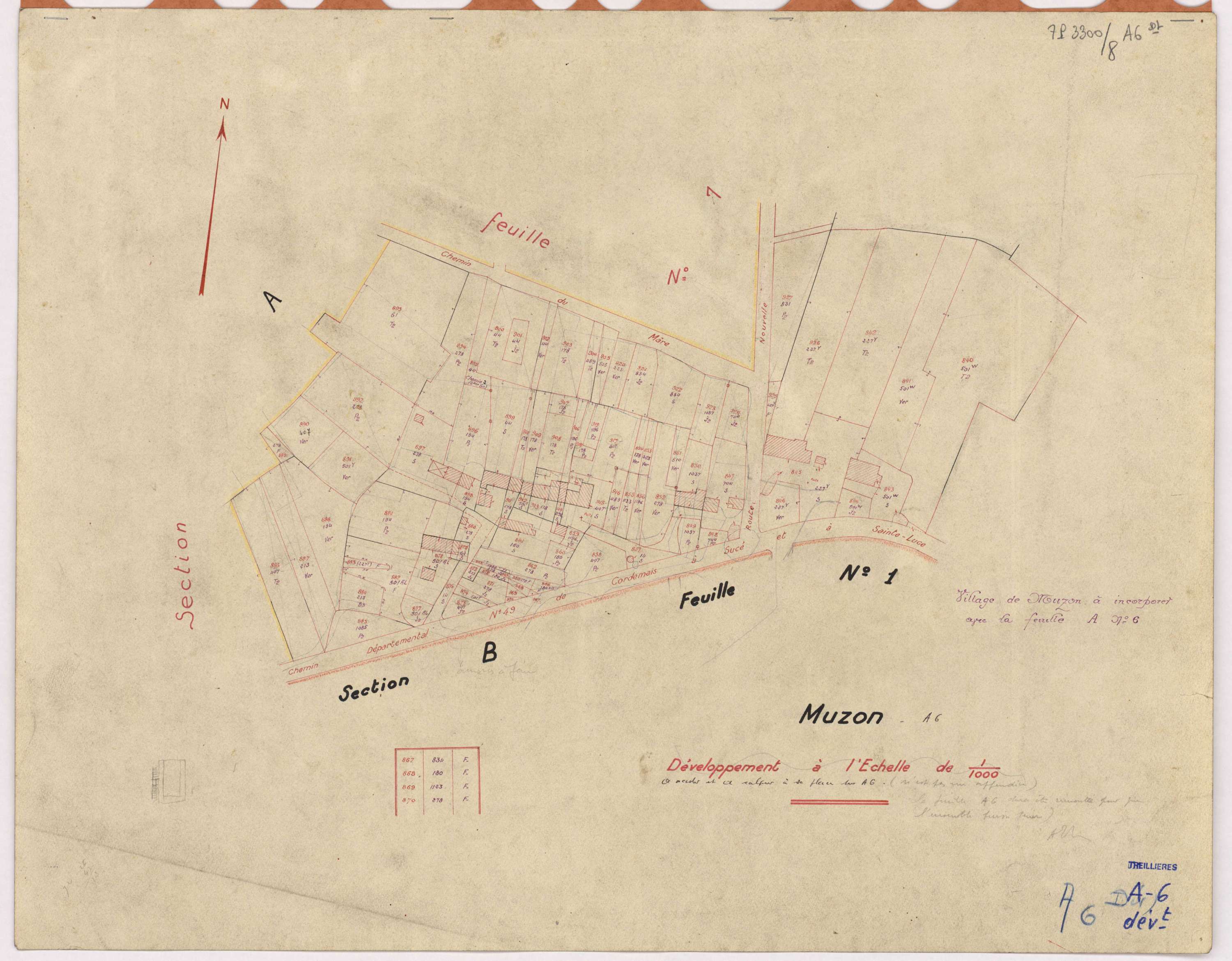 Treillières - Section A6 (développement) Muzon (section de) ; 772-938 ; développement du village de Muzon