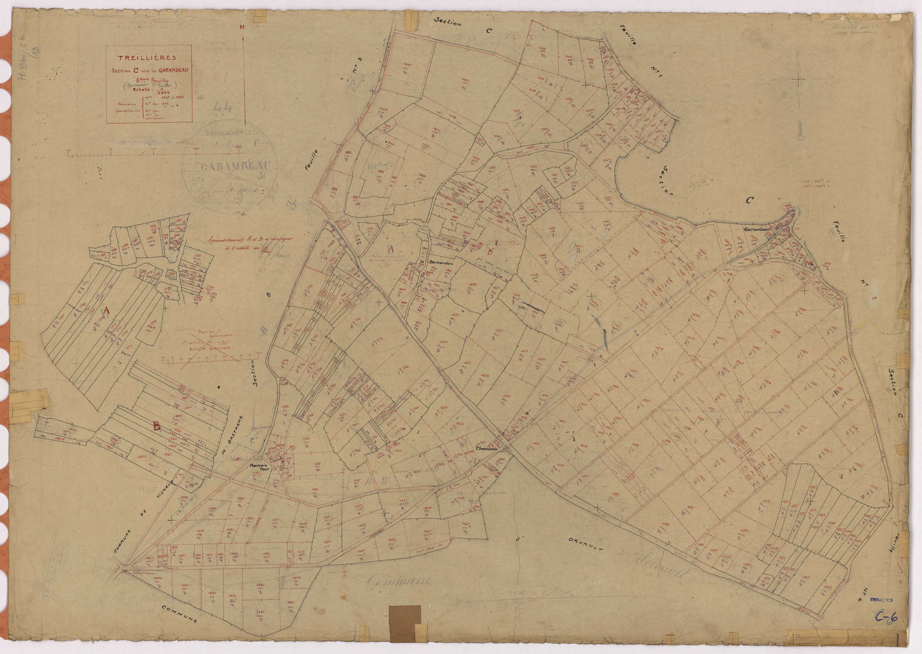 Treillières - Section C6 Garambeau (section de) ; 1407-1854