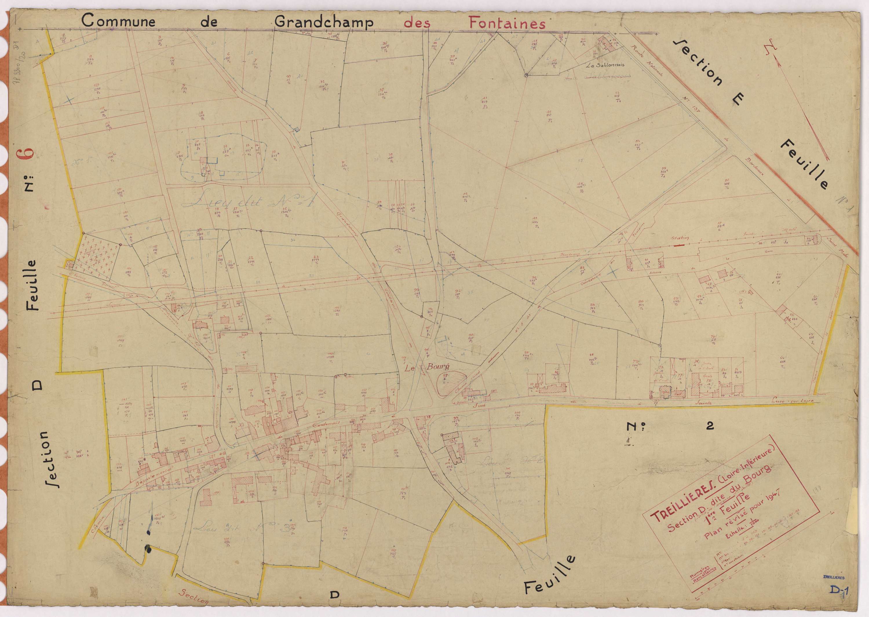 Treillières - Section D1 Bourg (section du) ; 1-189