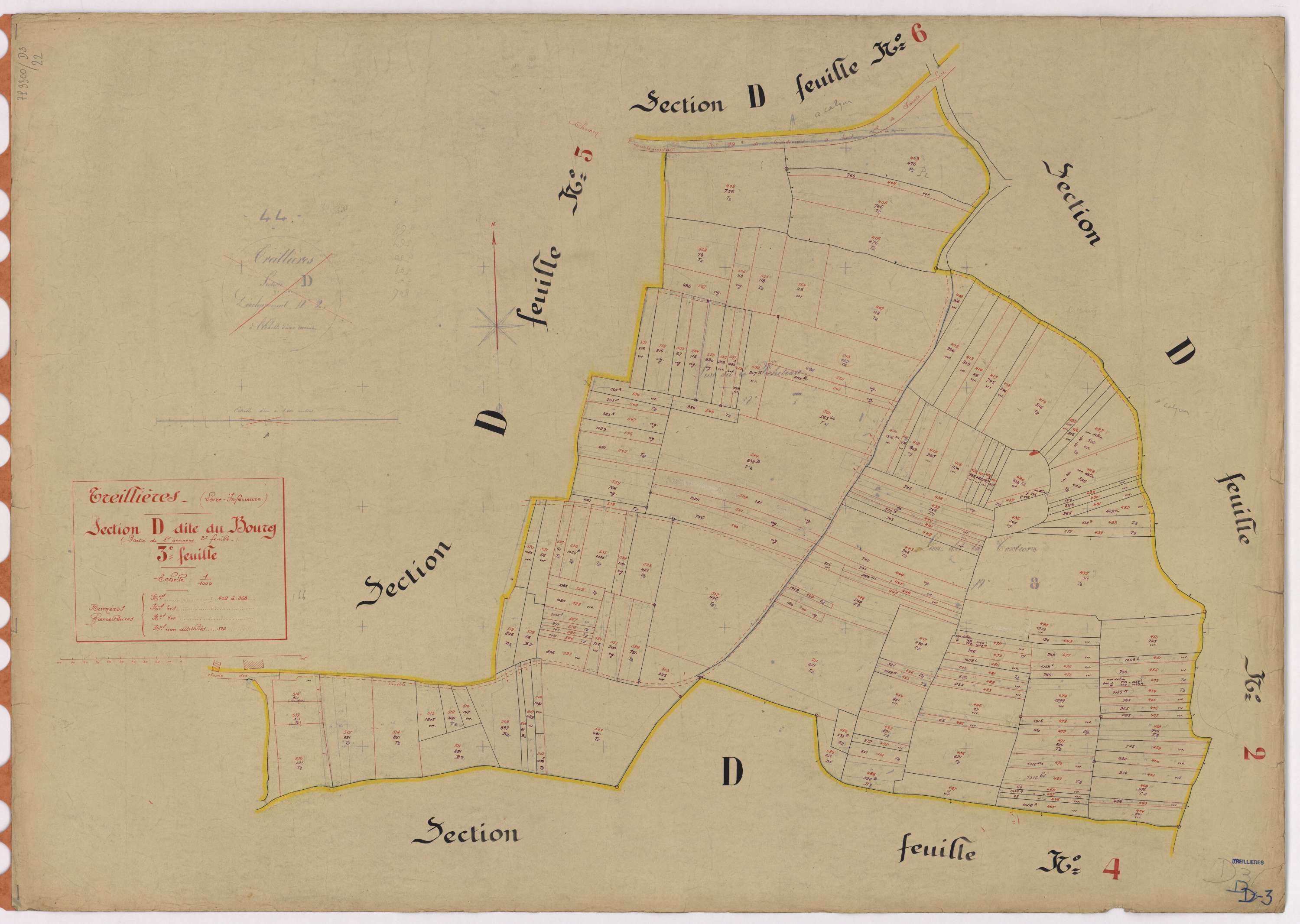 Treillières - Section D3 Bourg (section du) ; 402-568