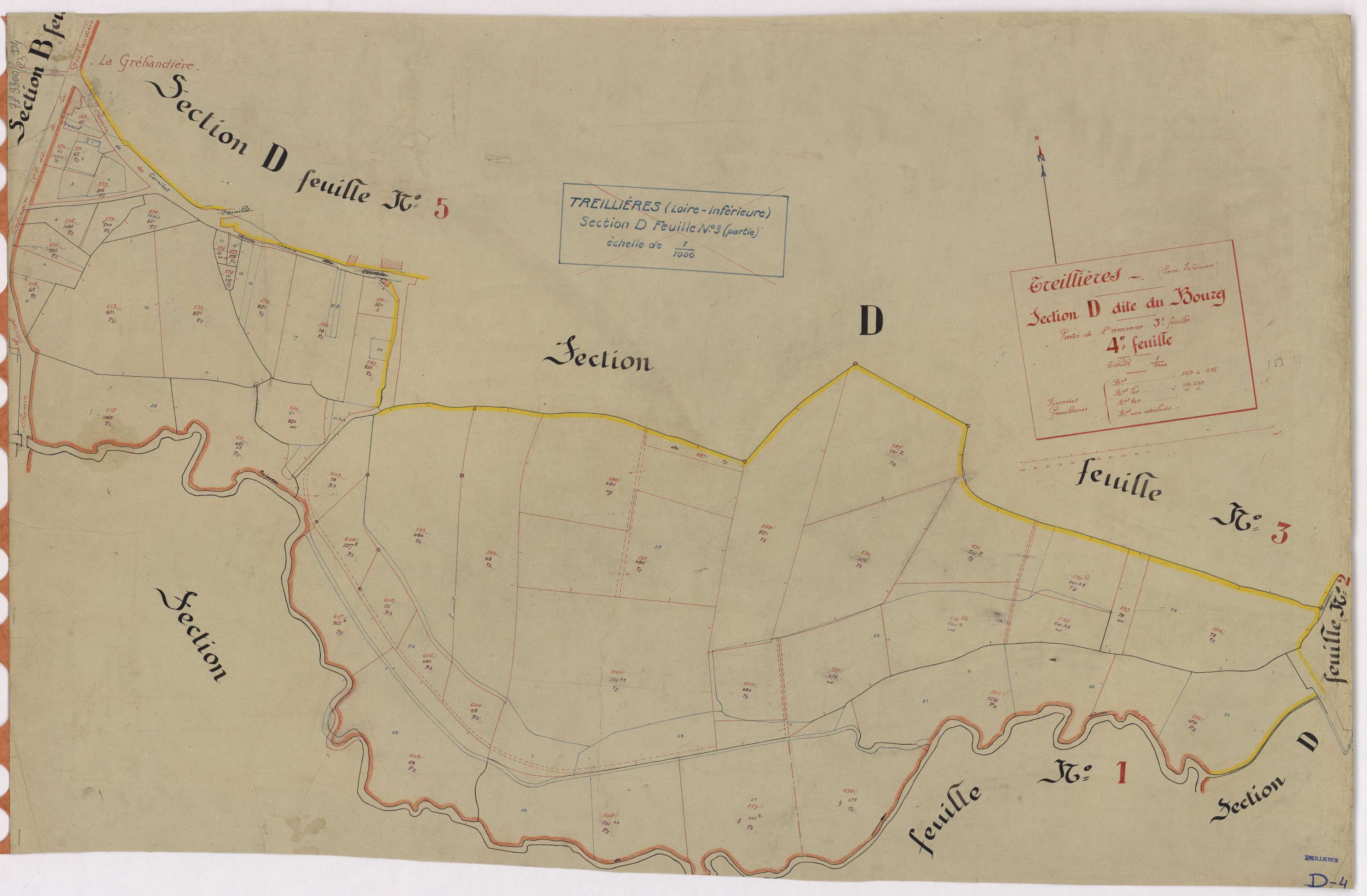 Treillières - Section D4 Bourg (section du) ; 569-616