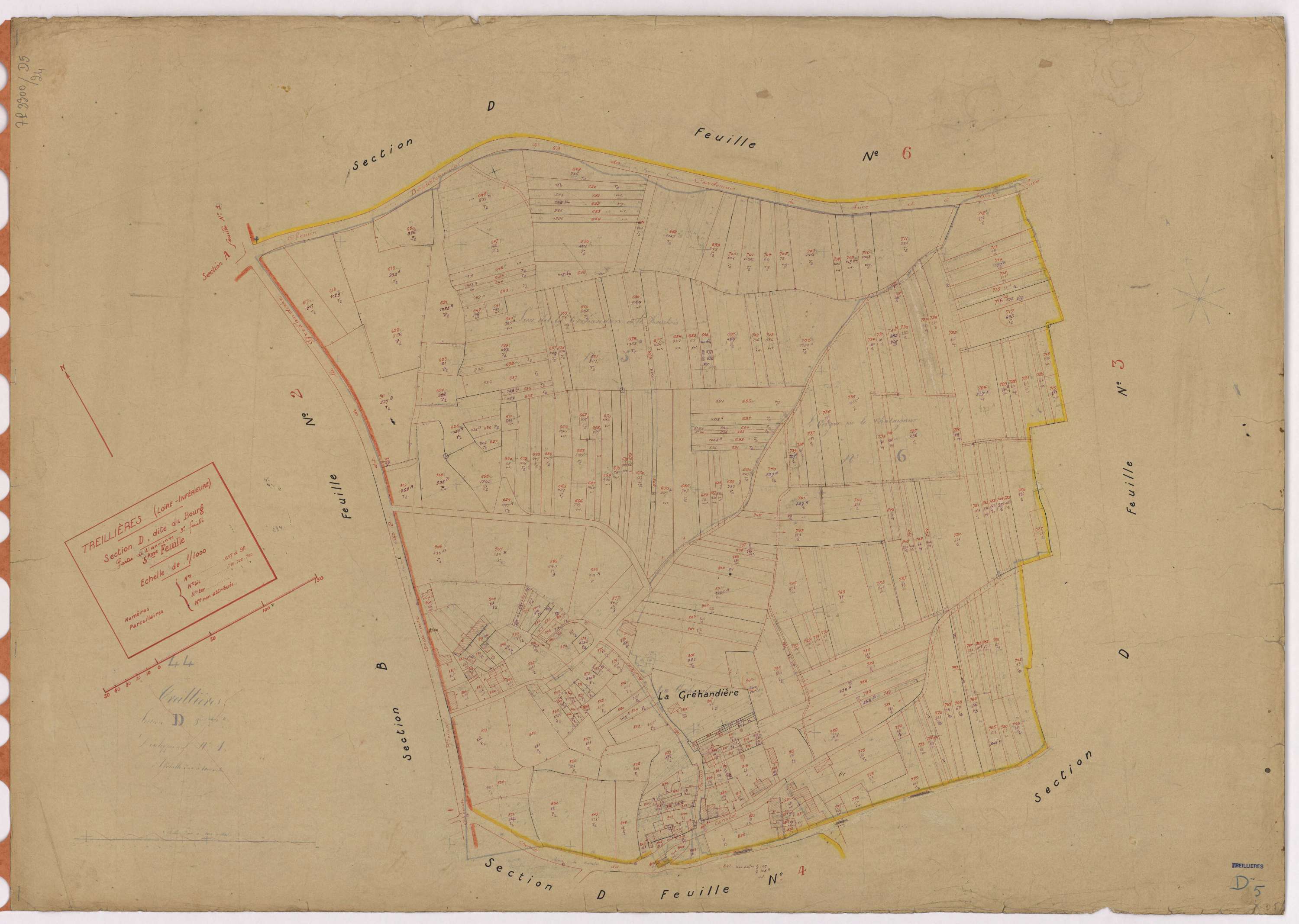 Treillières - Section D5 Bourg (section du) ; 617-911