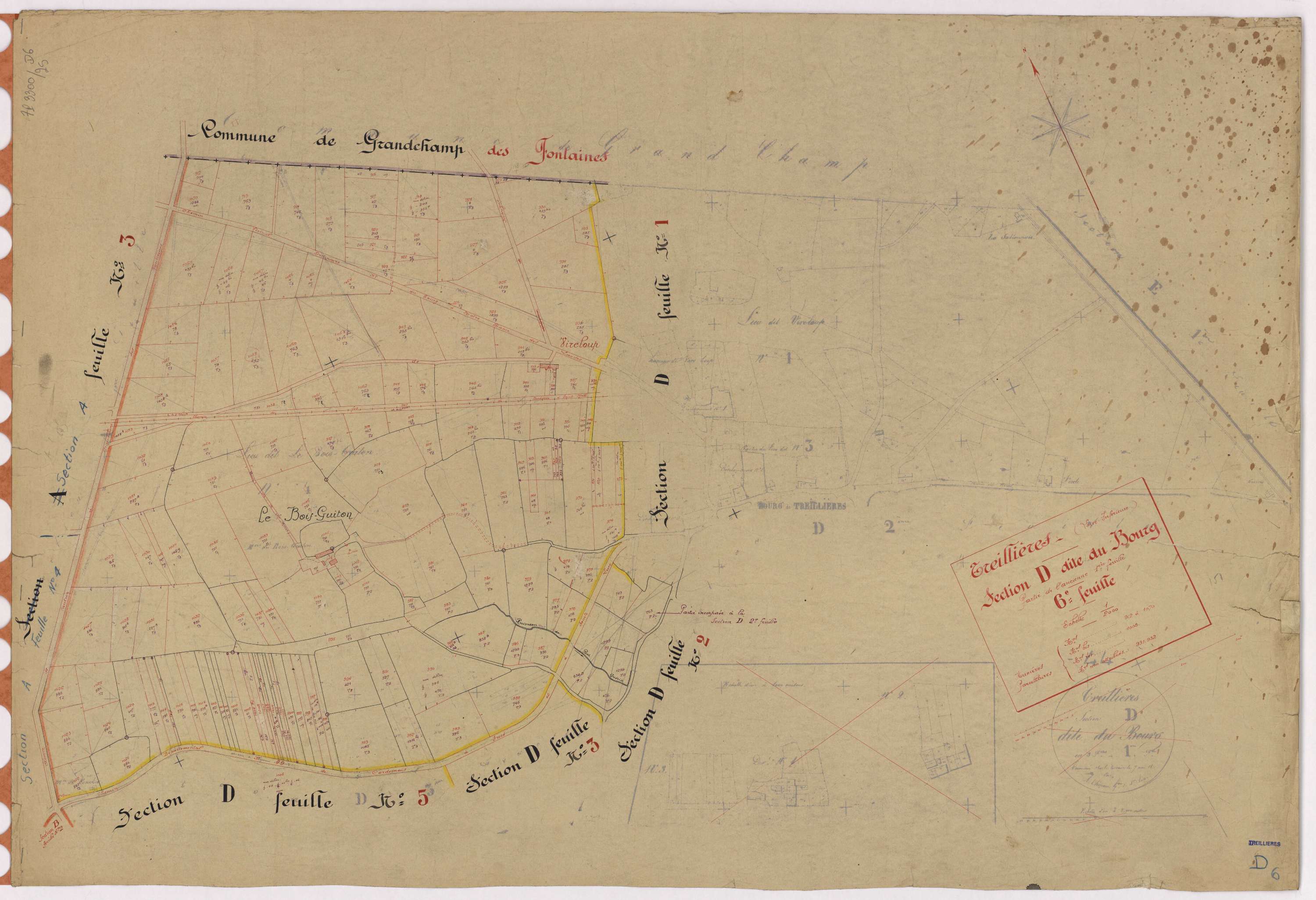 Treillières - Section D6 Bourg (section du) ; 912-1070