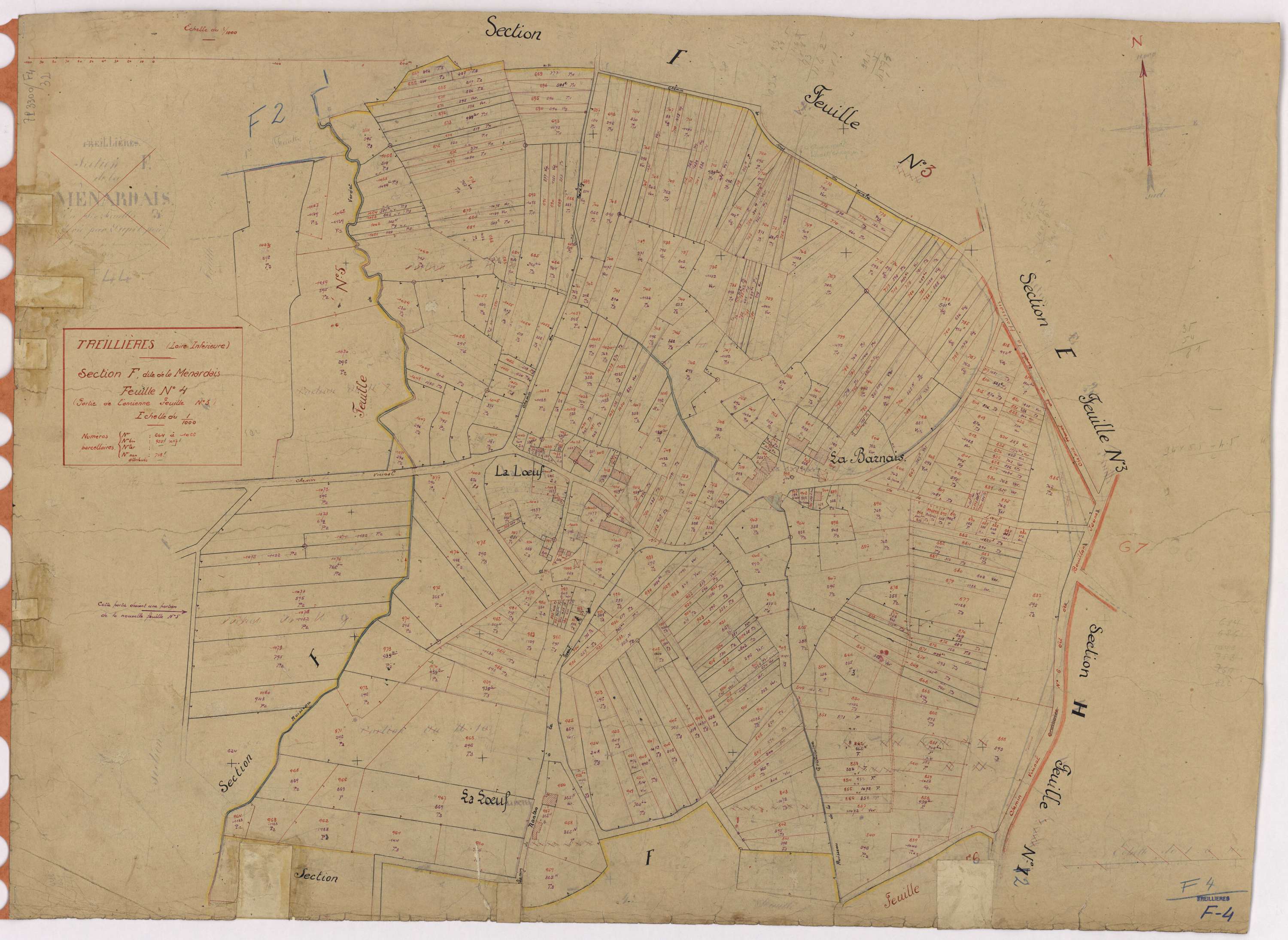 Treillières - Section F4 Ménardais (section de La) ; 664-1066