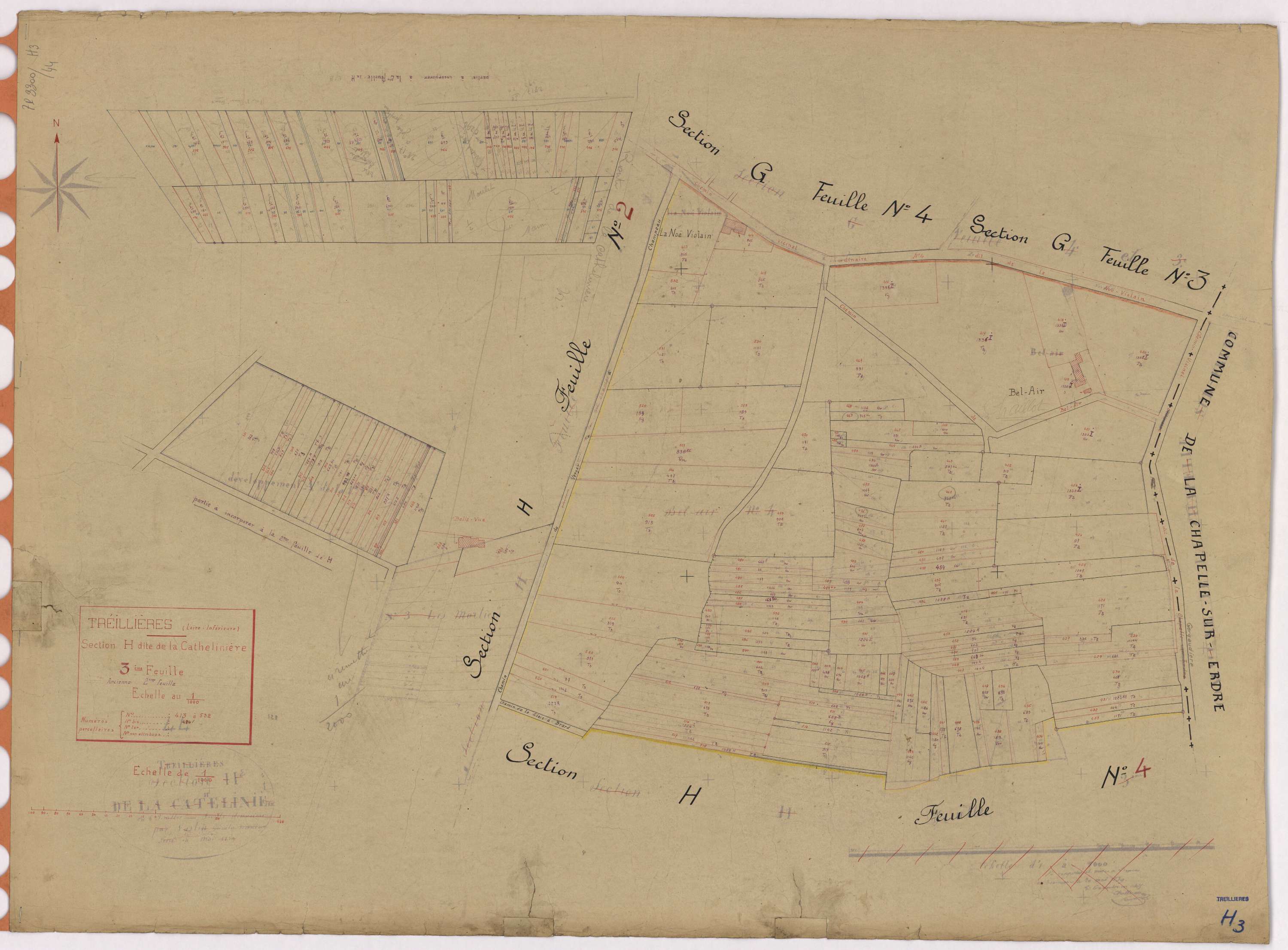 Treillières - Section H3 Cathelinière (section de La) ; 413-532