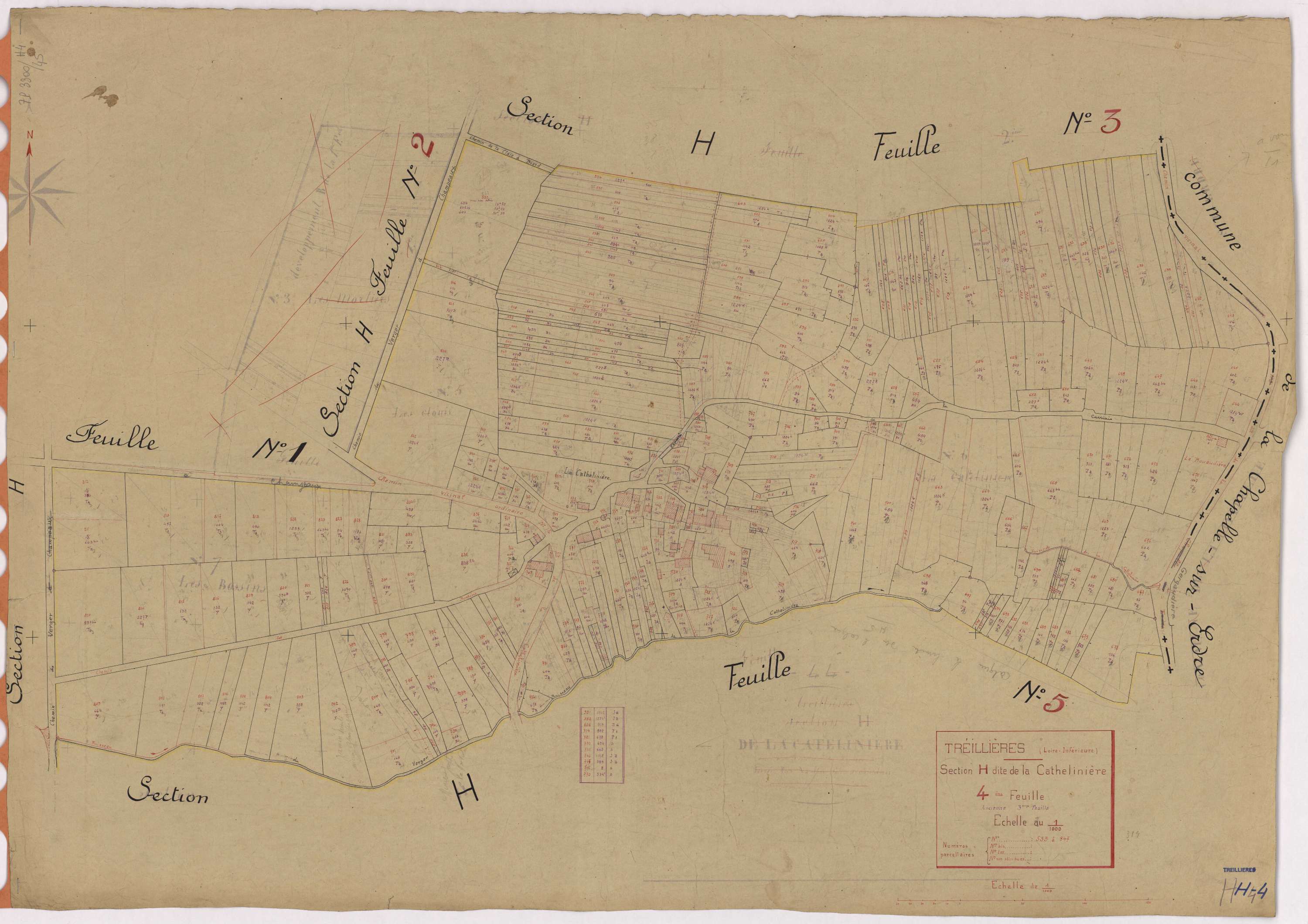 Treillières - Section H4 Cathelinière (section de La) ; 533-847