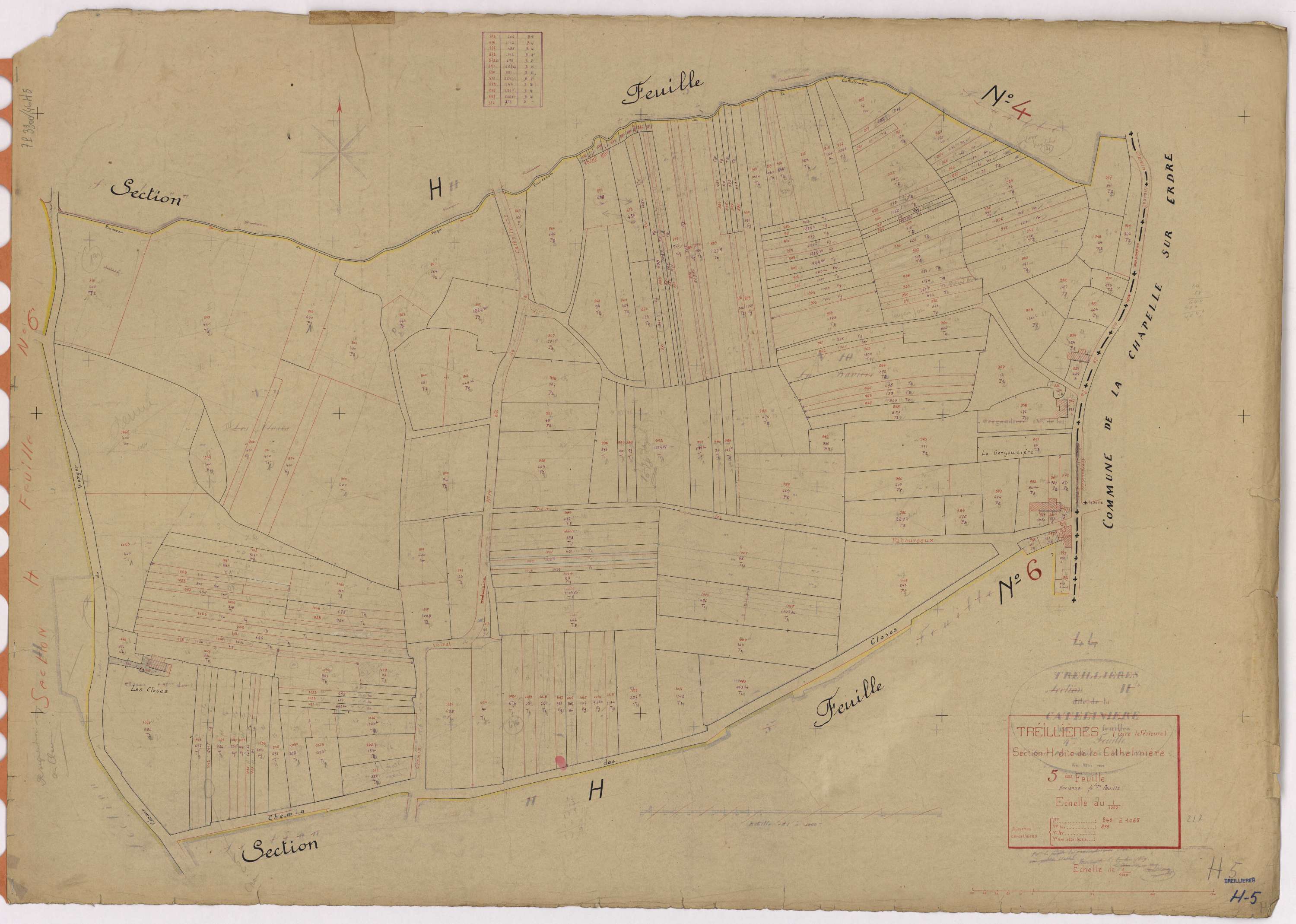 Treillières - Section H5 Cathelinière (section de La) ; 848-1065