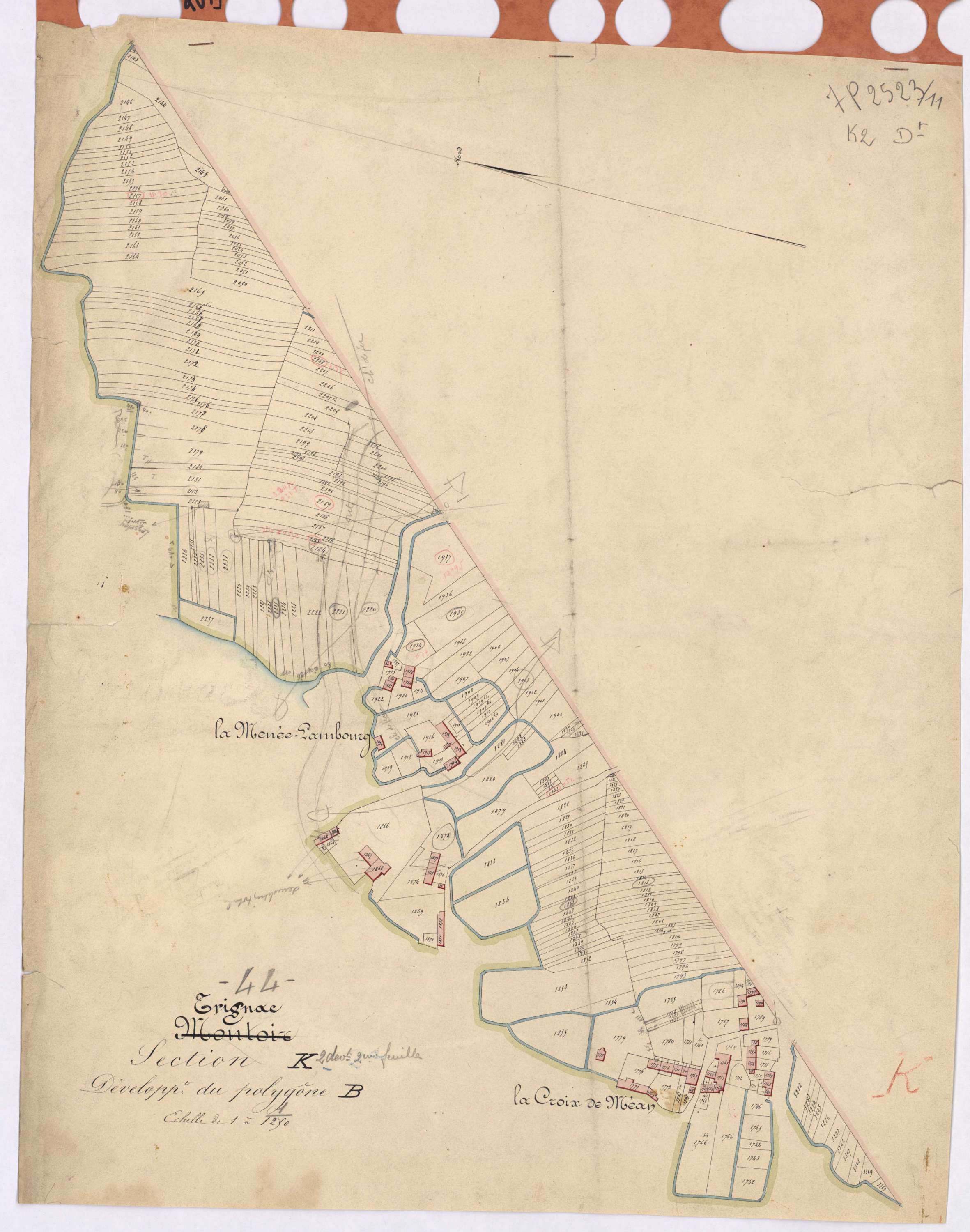 Trignac - Section K2 (développement) Méan (section de) ; développement des villages de La Menée-Lambourg et de La Croix de Méan