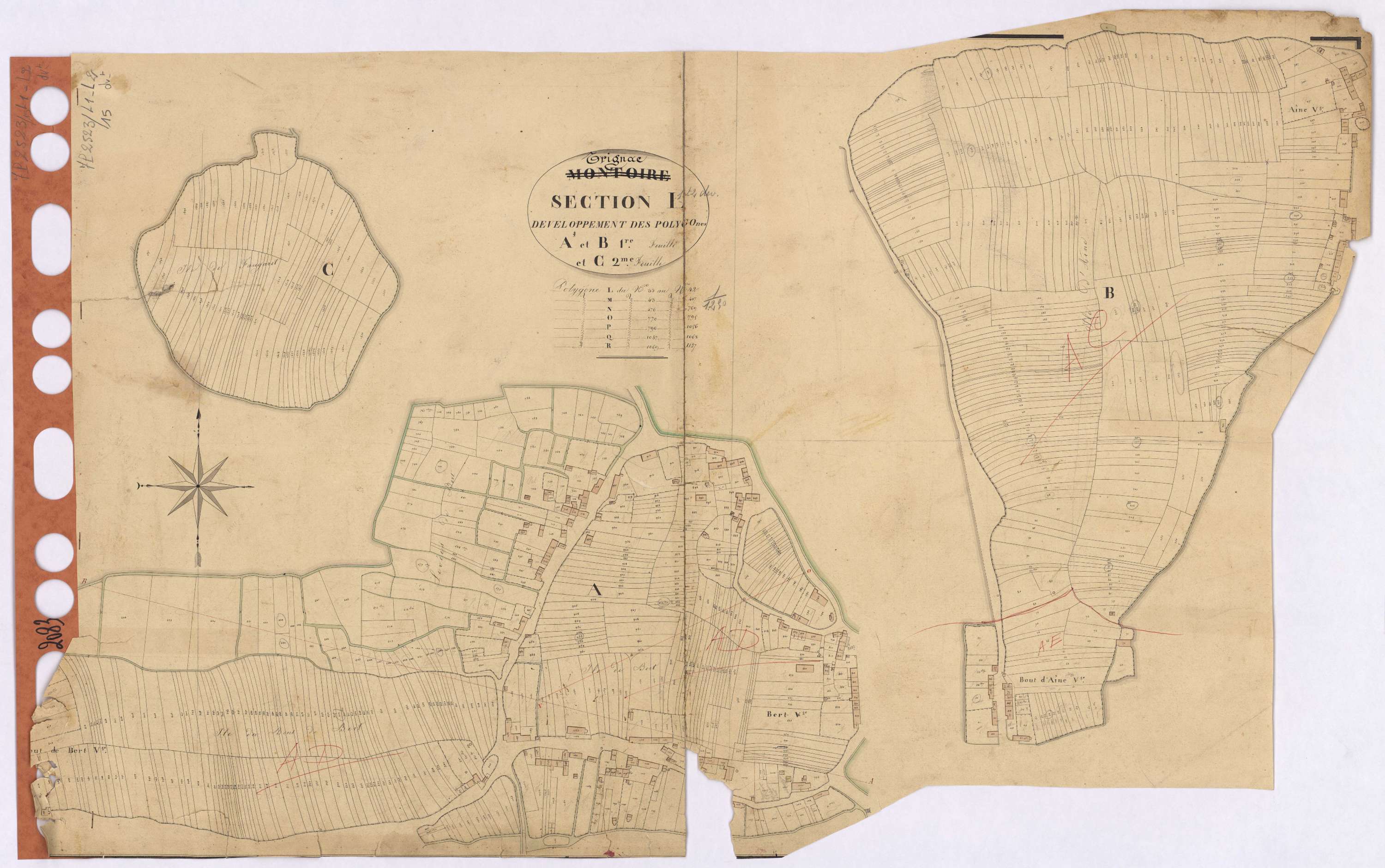 Trignac - Section L1 L2 (développement) Aîne (section d') ; développement des villages de Bert, d'Aîne, de Bout d'Aîne et de diverses parcelles