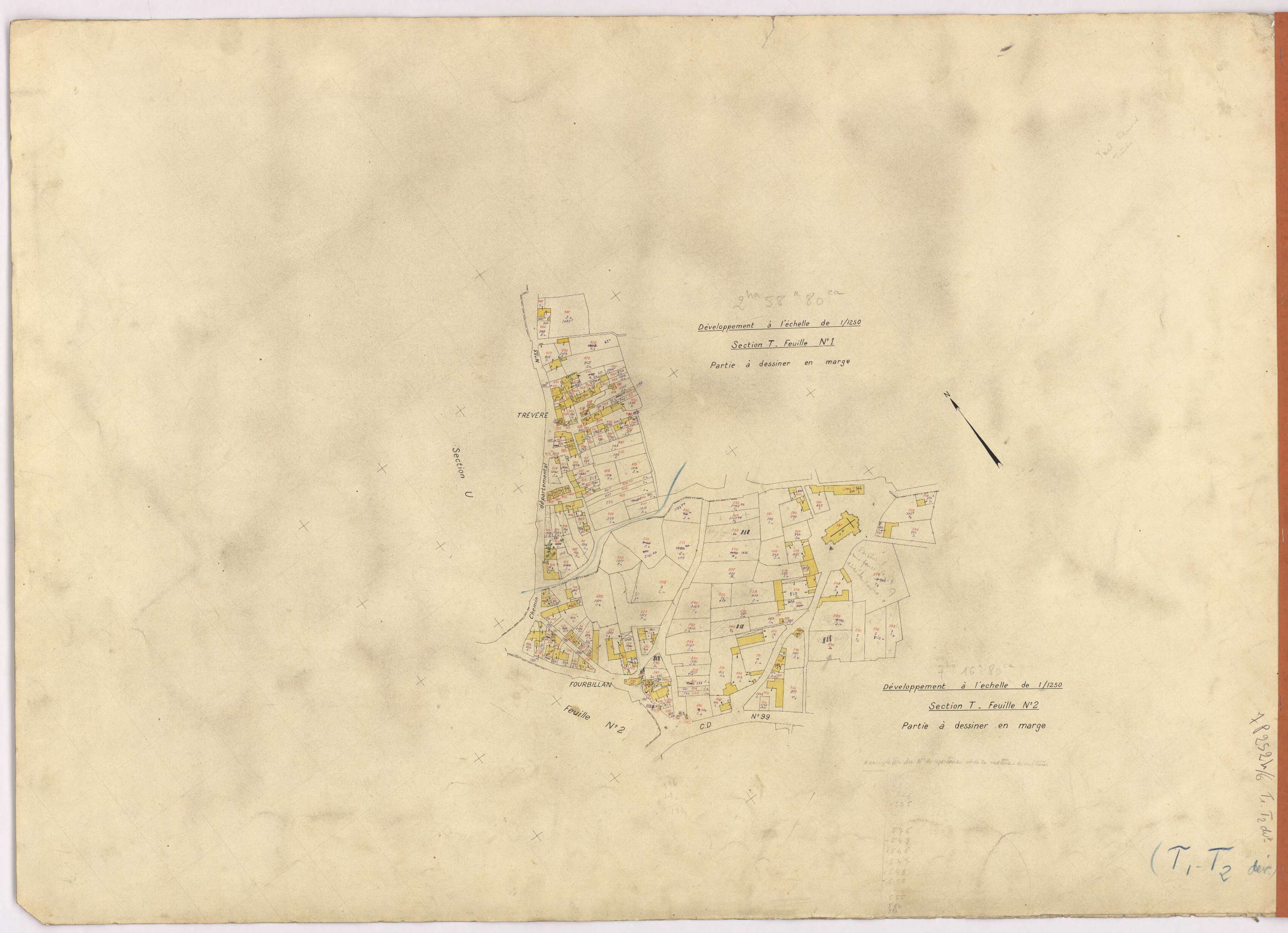 La Turballe - Section T1 T2 (développement) 1-495 ; 496-1426 ; développement des villages de Fourbillan et de Trévéré