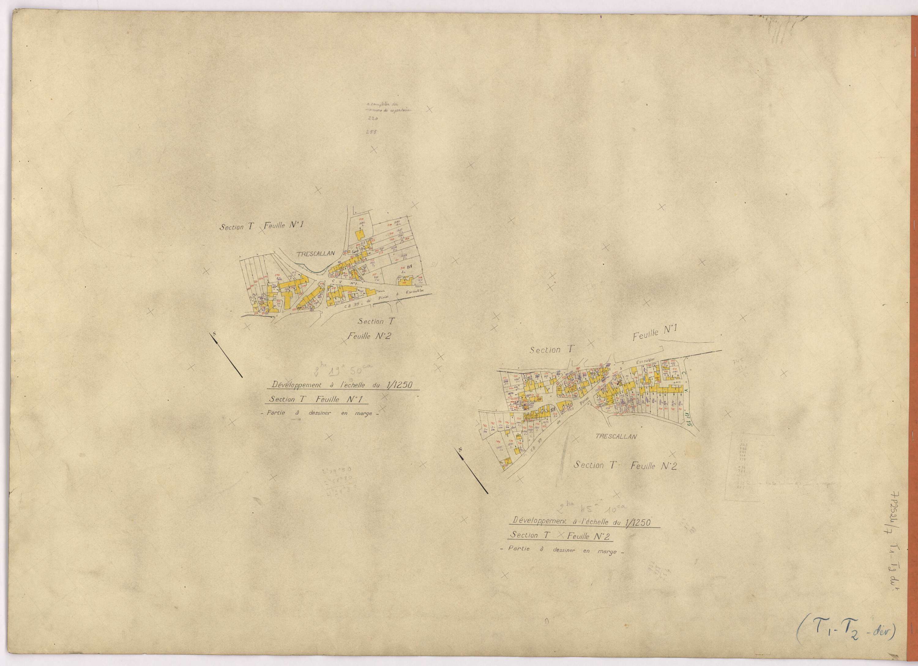 La Turballe - Section T1 T2 (développement) 1-495 ; 496-1426 ; développement du village de Trescallan