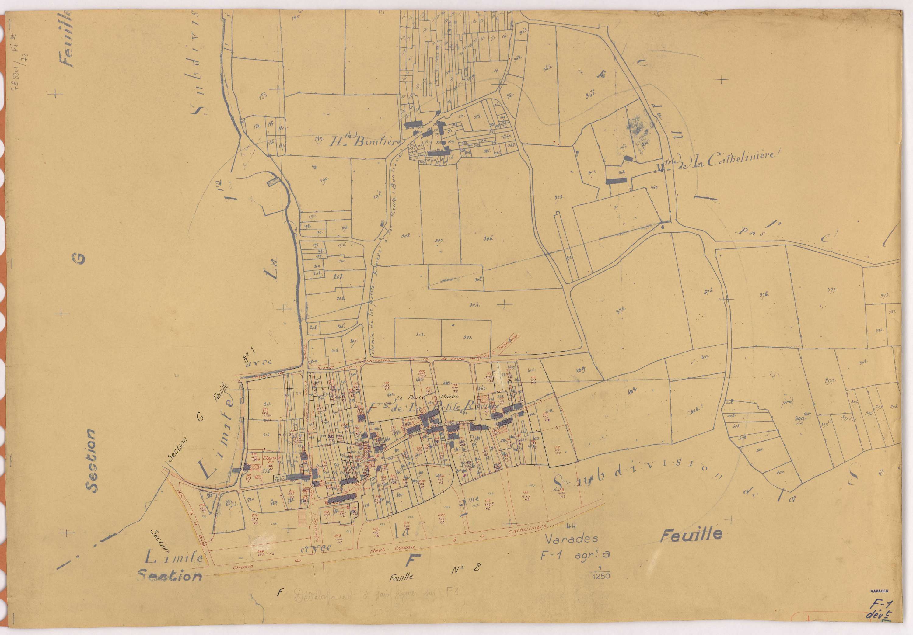 Varades - Section F1 (développement) Petite Rivière (section de La) ; 1-289 ; développement du village de La Petite Rivière