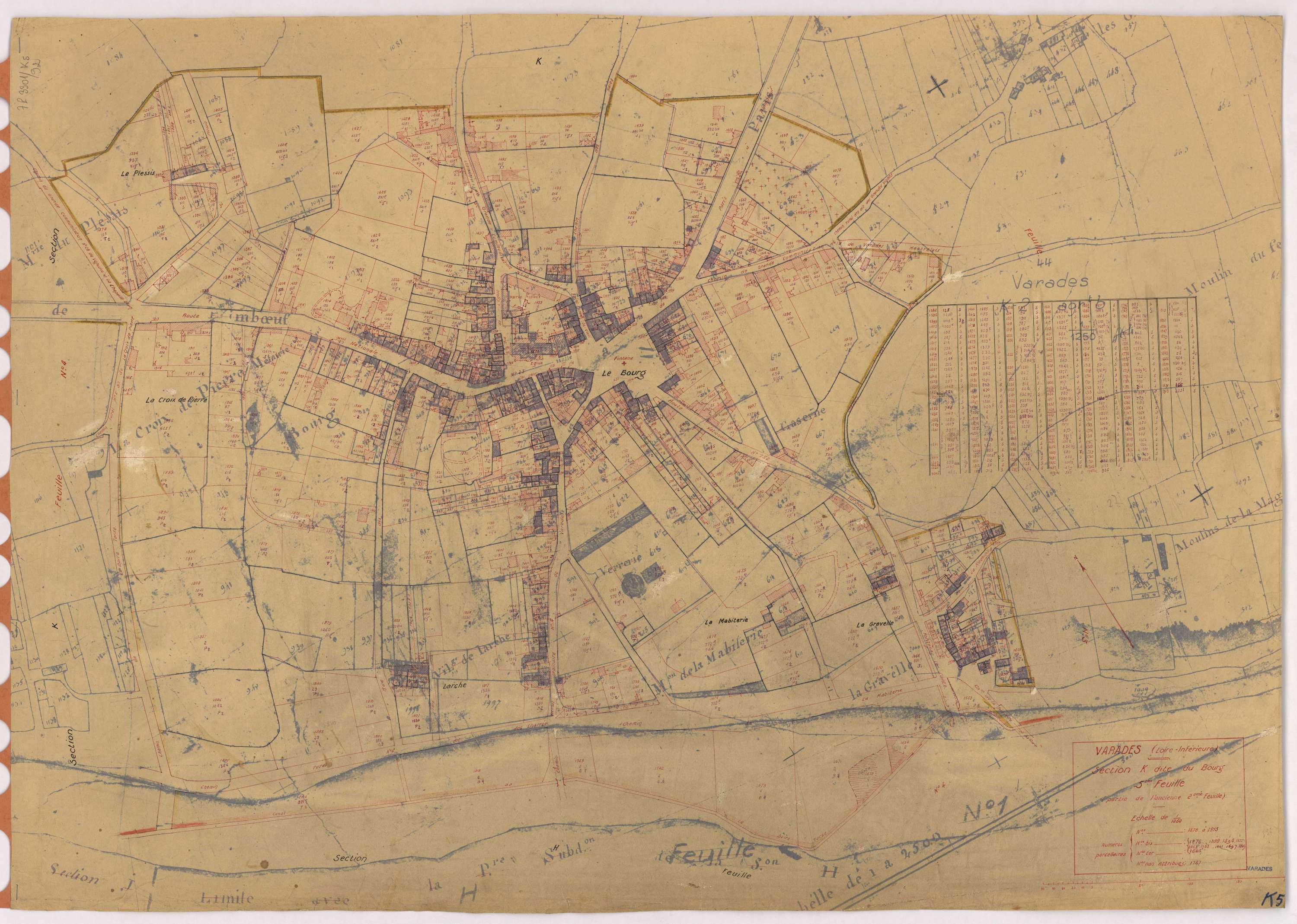 Varades - Section K5 Bourg (section du) ; 1378-1915