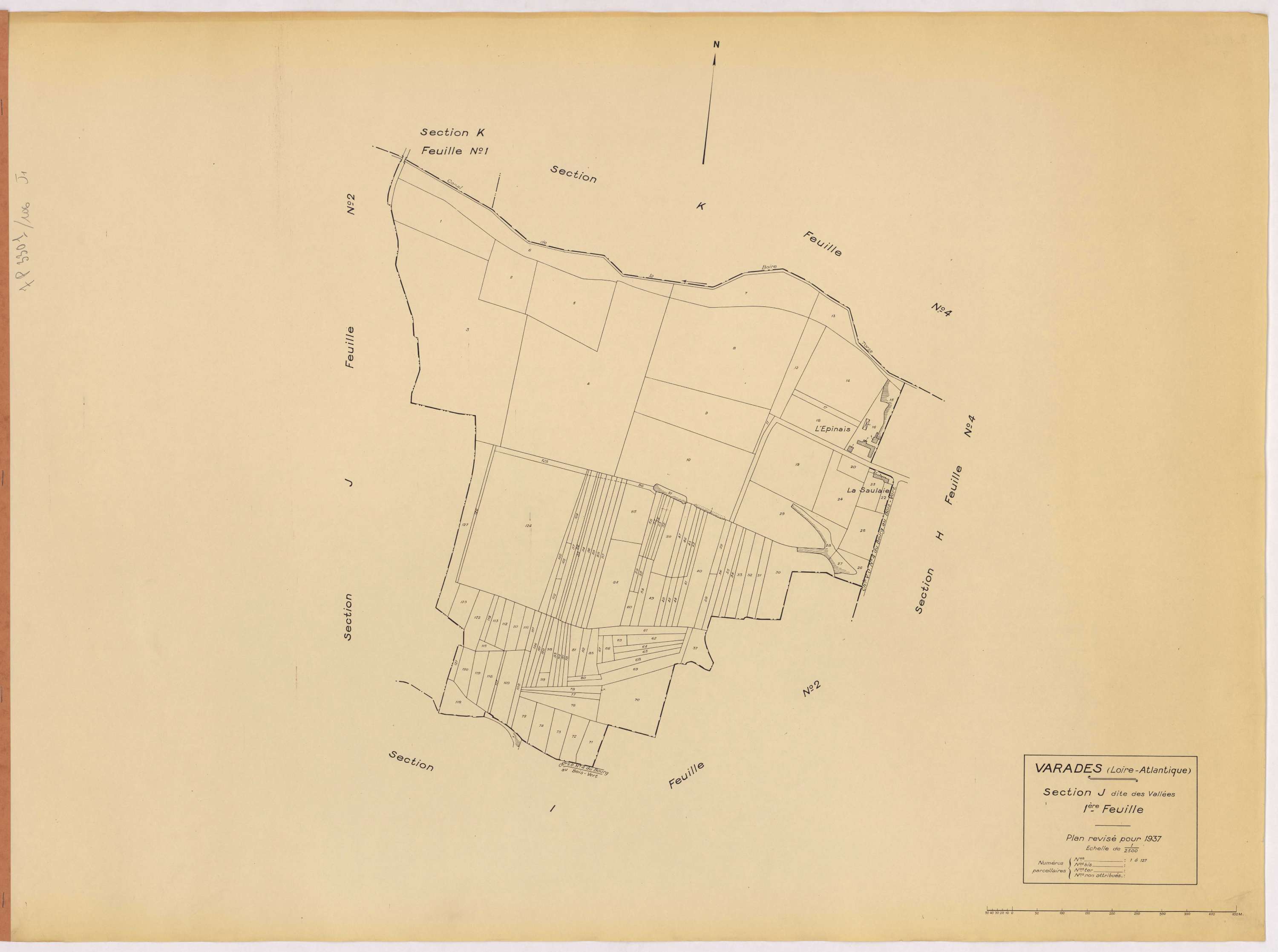 Varades - Section J1 Vallées (section des) ; 1-127