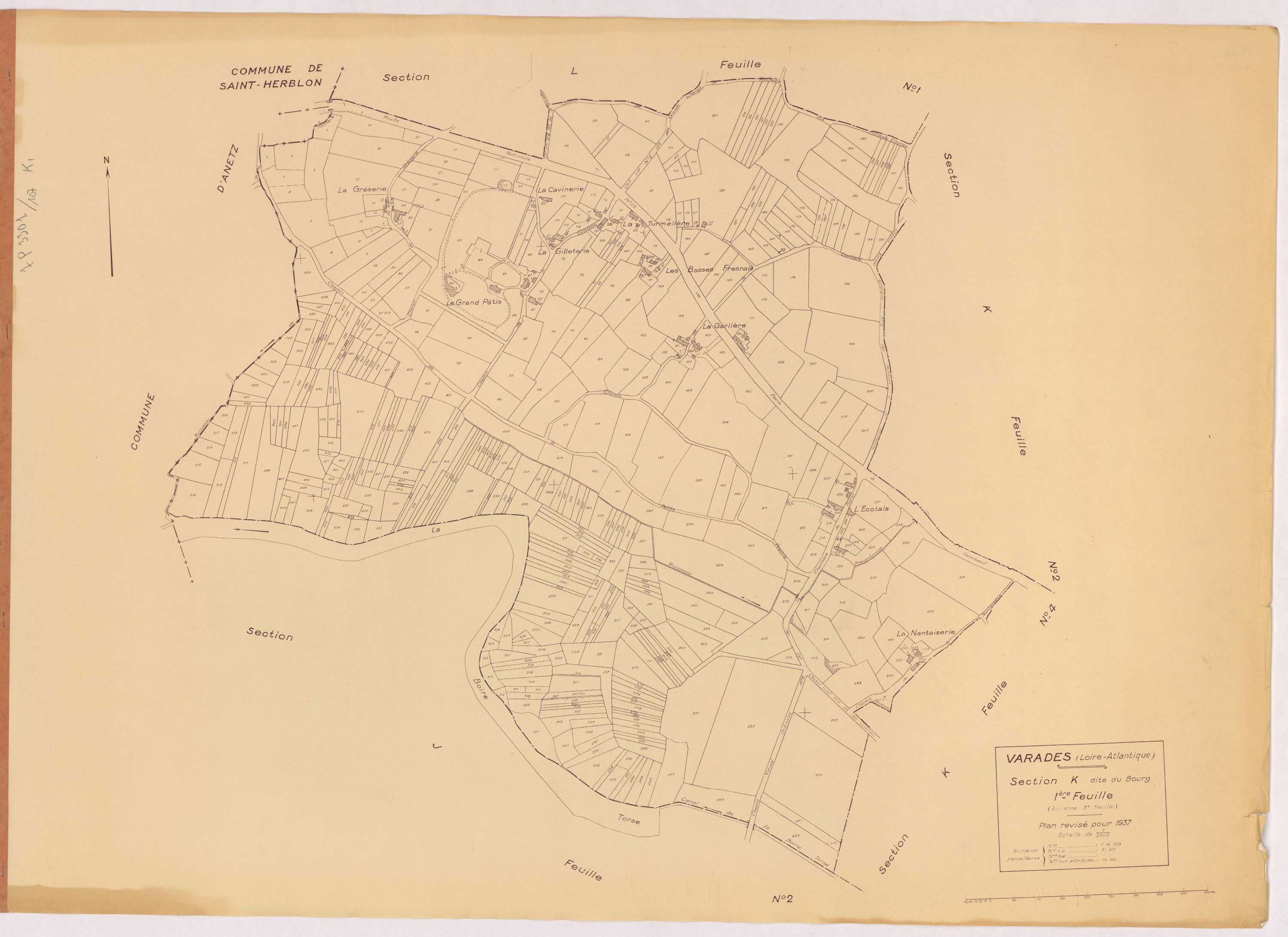 Varades - Section K1 Bourg (section du) ; 1-529