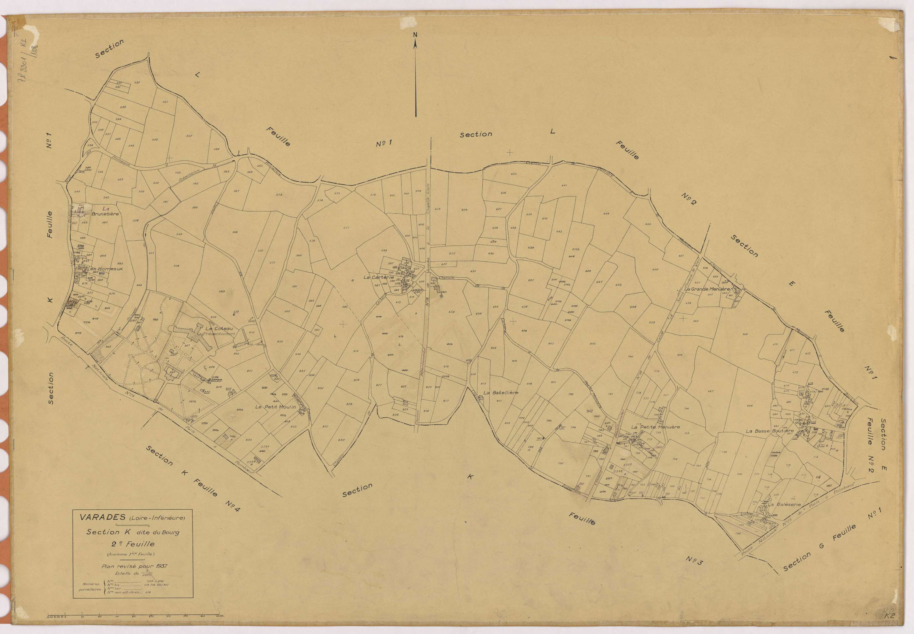 Varades - Section K2 Bourg (section du) ; 530-886