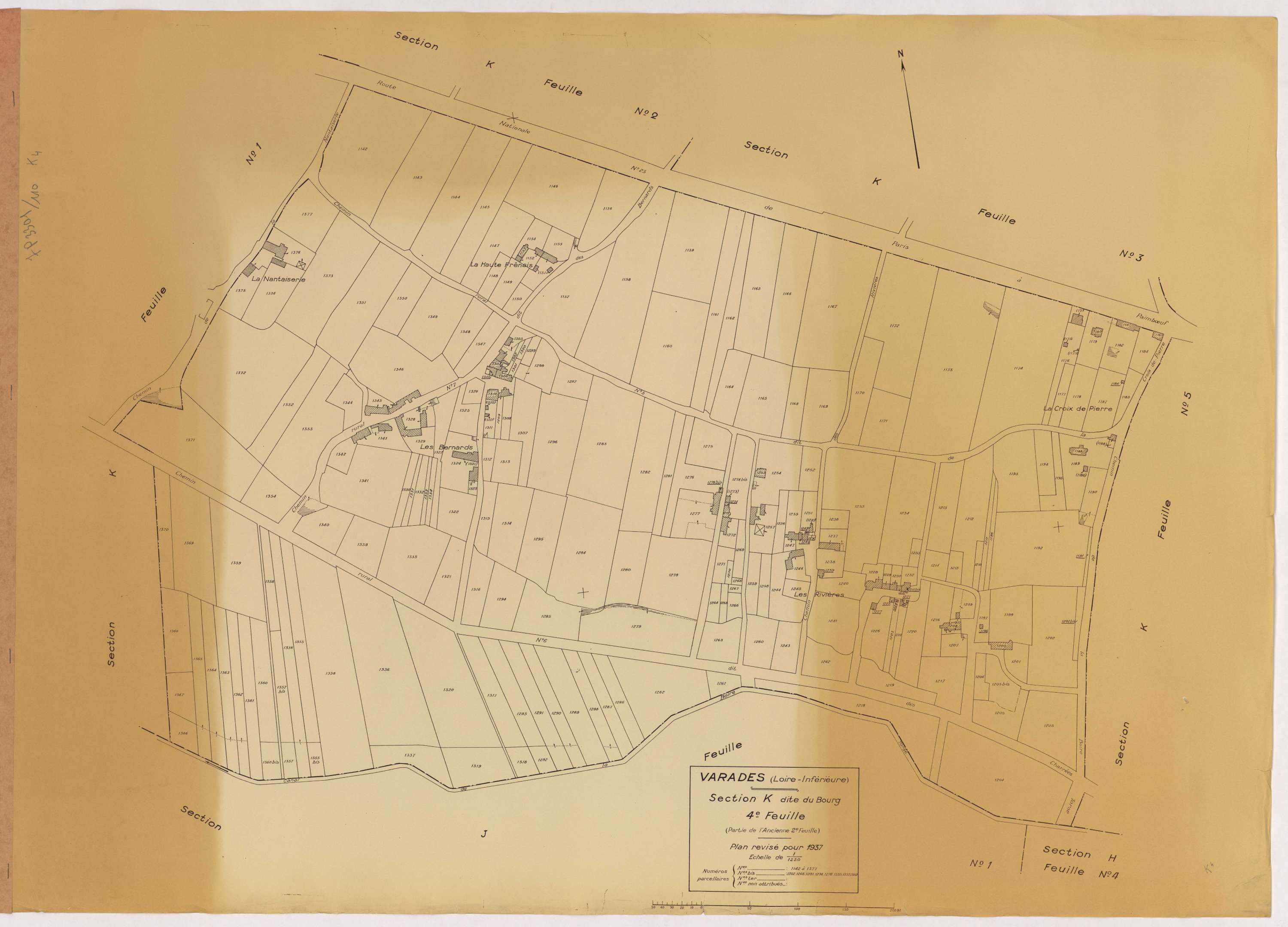 Varades - Section K4 Bourg (section du) ; 1142-1377