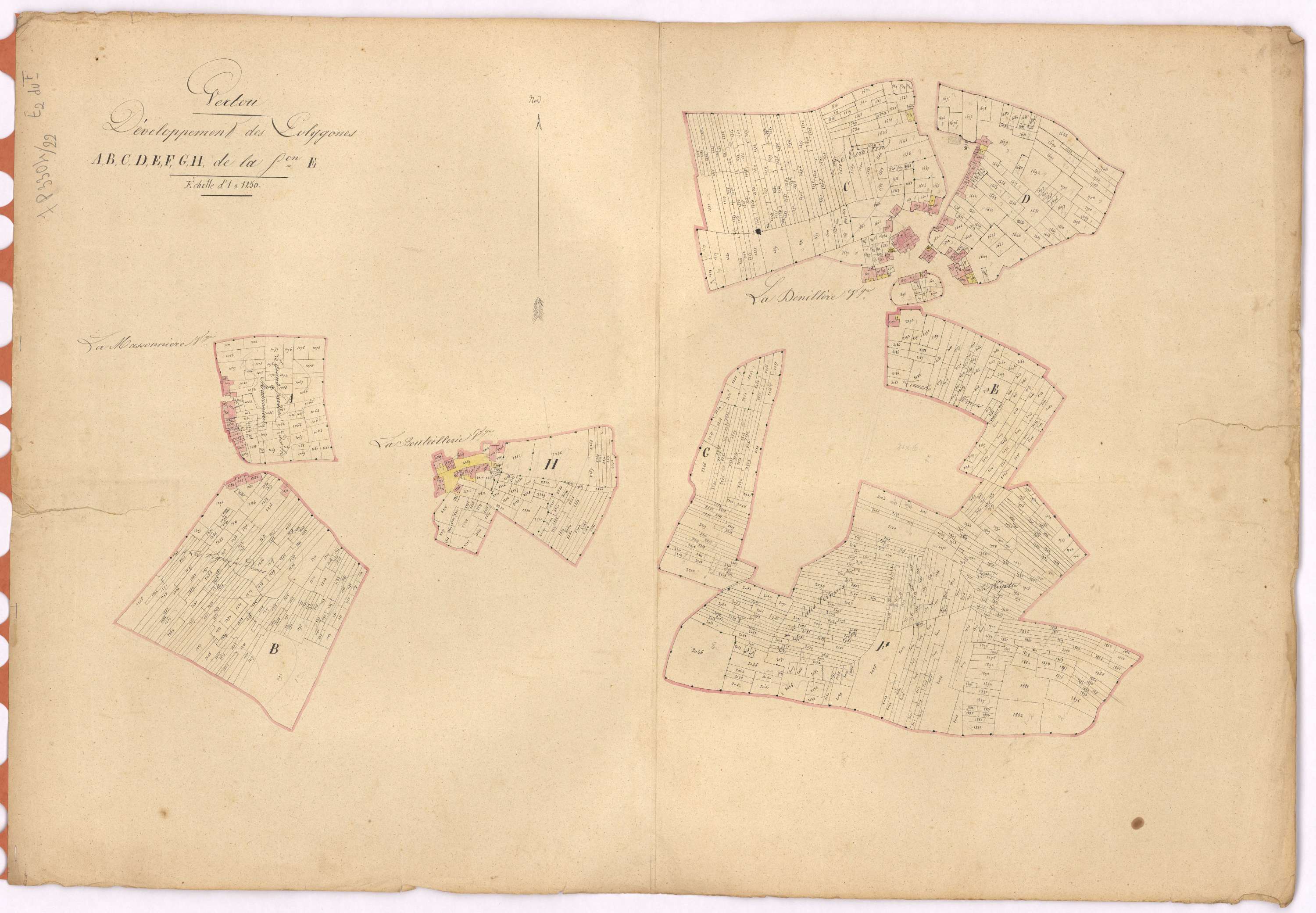 Vertou - Section E2 (développement) Nicolière (section de La) ; développement des polygônes A à H
