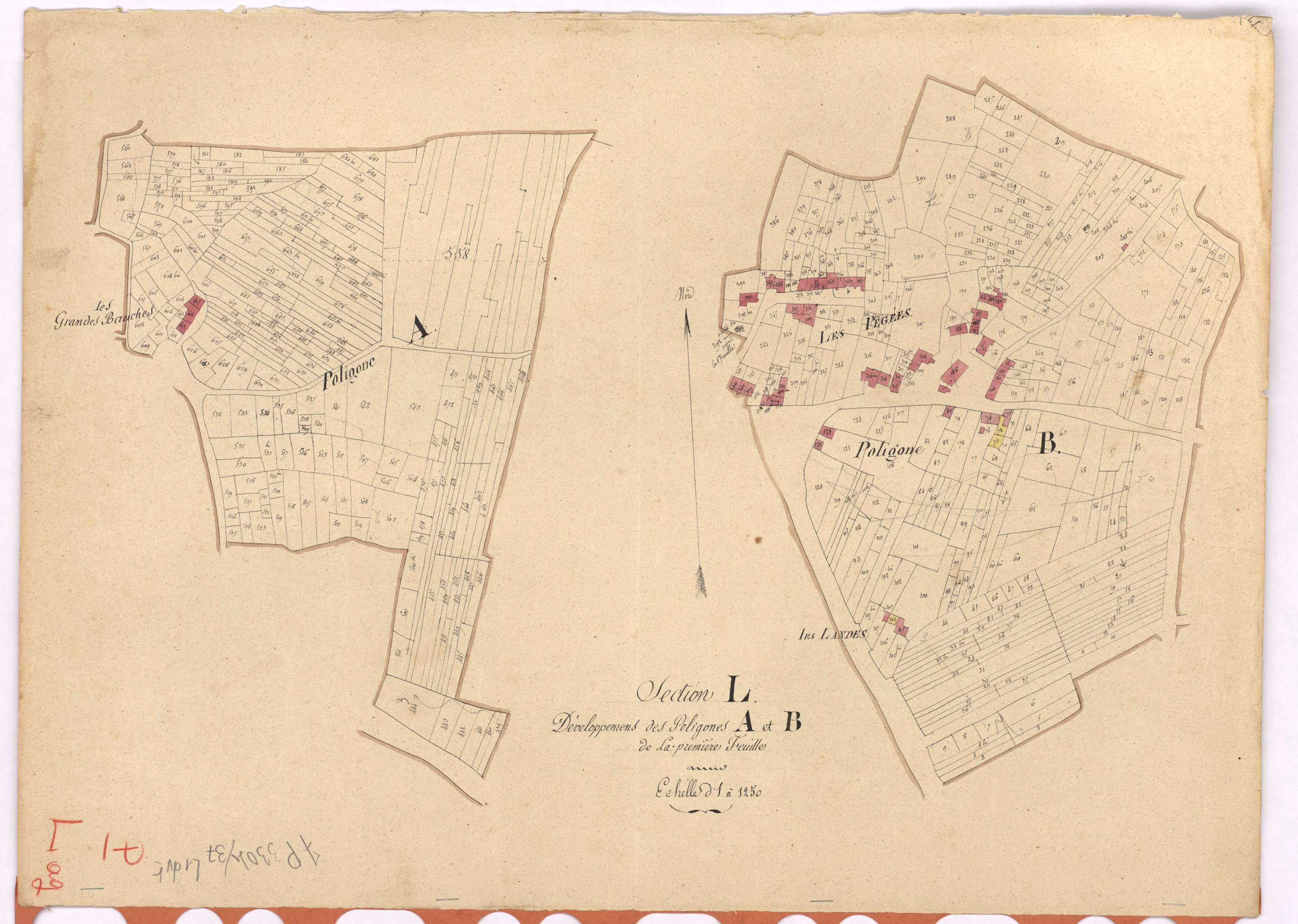 Vertou - Section L1 (développement) Portillon (section de) ; développement des villages des Pegées, des Landes, des Grandes Beauches et de diverses parcelles