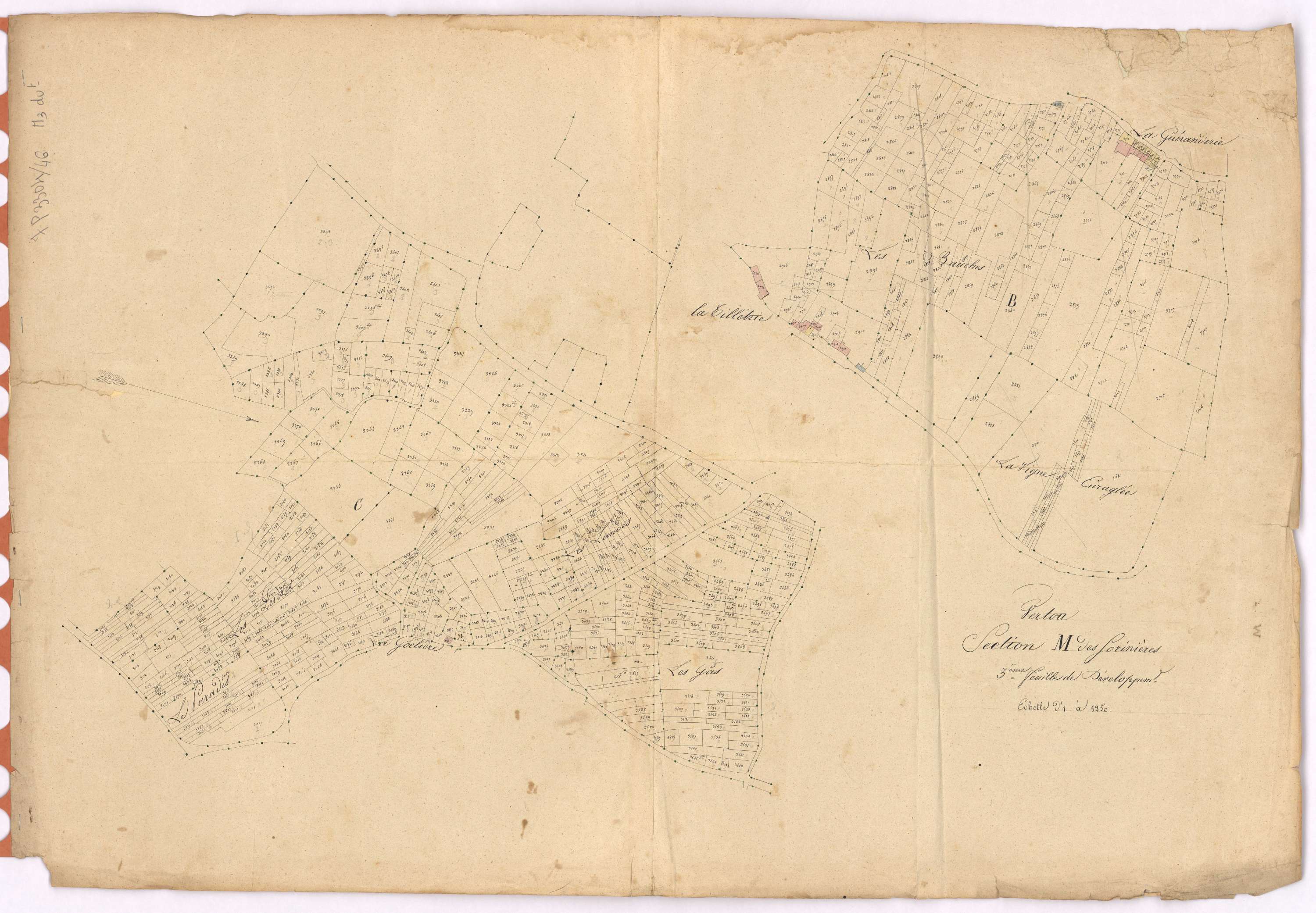 Vertou - Section M3 (développement) Sorinières (section des) ; développement du village de La Tillétrie et de diverses parcelles