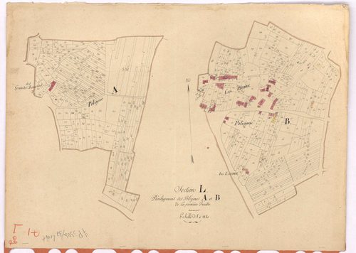 Vertou - Section L1 (développement) Portillon (section de) ; développement des villages des Pegées, des Landes, des Grandes Beauches et de diverses parcelles