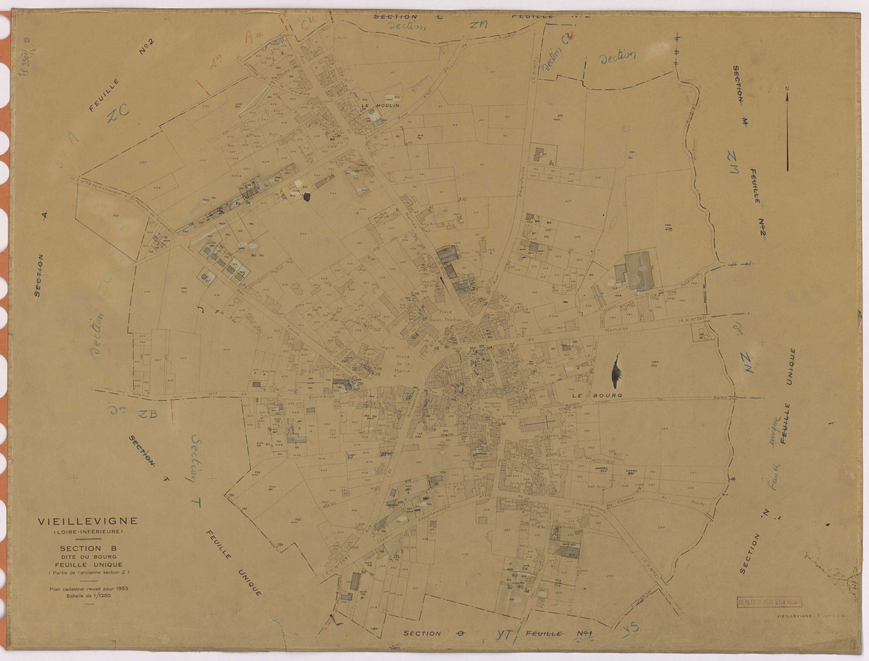 Vieillevigne - Section B Bourg (section du) ; 1-665