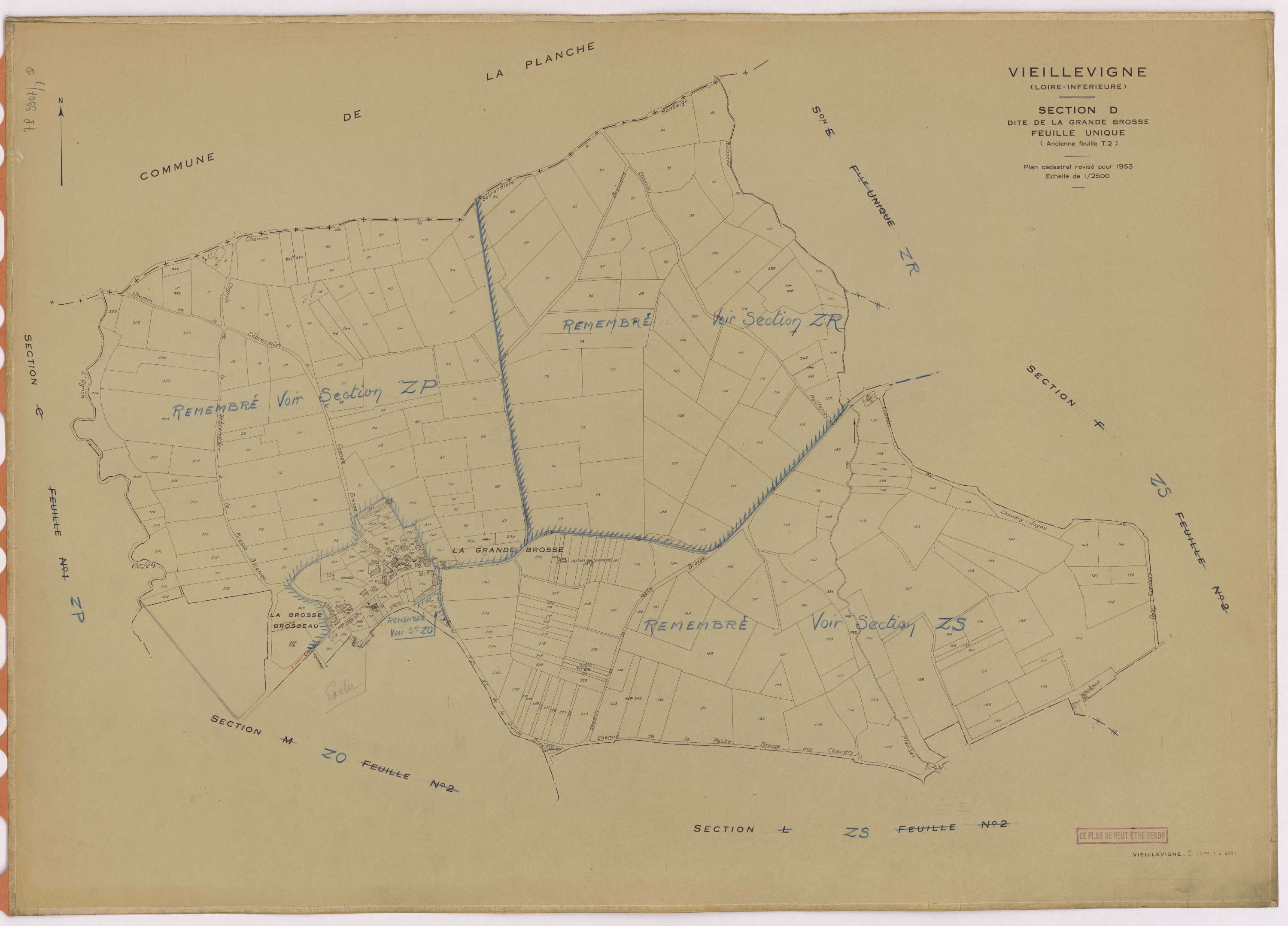 Vieillevigne - Section D Grande Brosse (section de La) ; 1-329