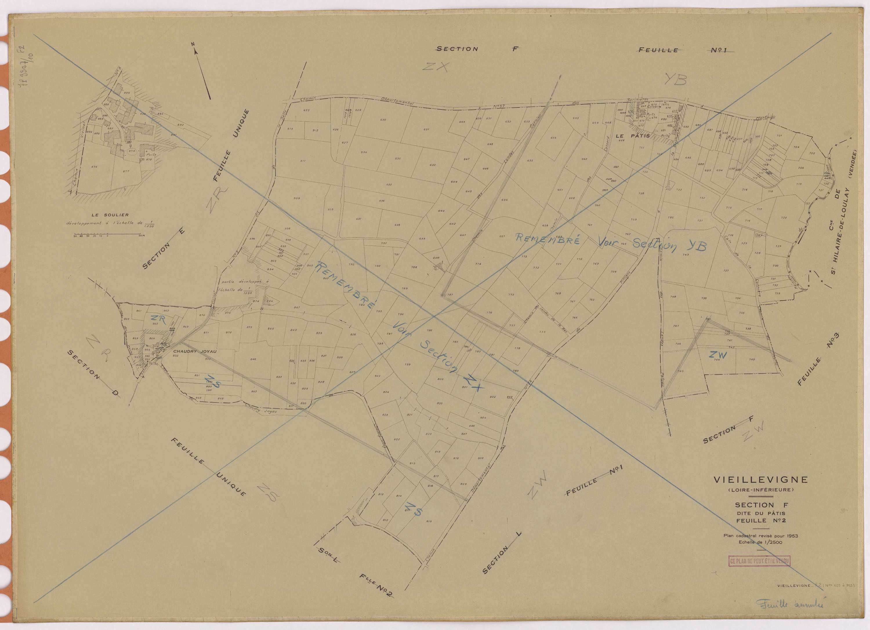 Vieillevigne - Section F1 Pâtis (section du) ; 1-624