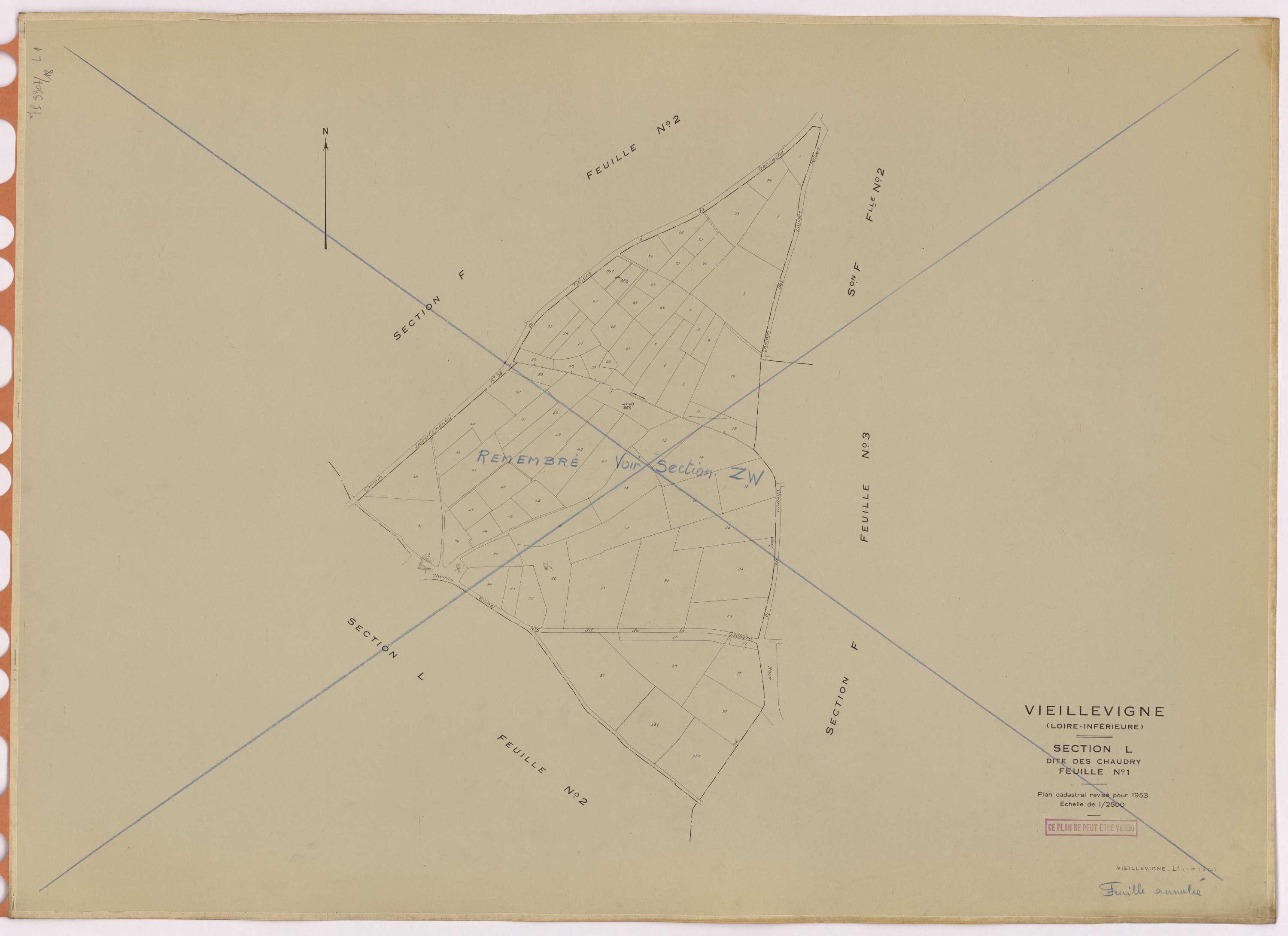 Vieillevigne - Section L1 Chaudry (section des) ; 1-74
