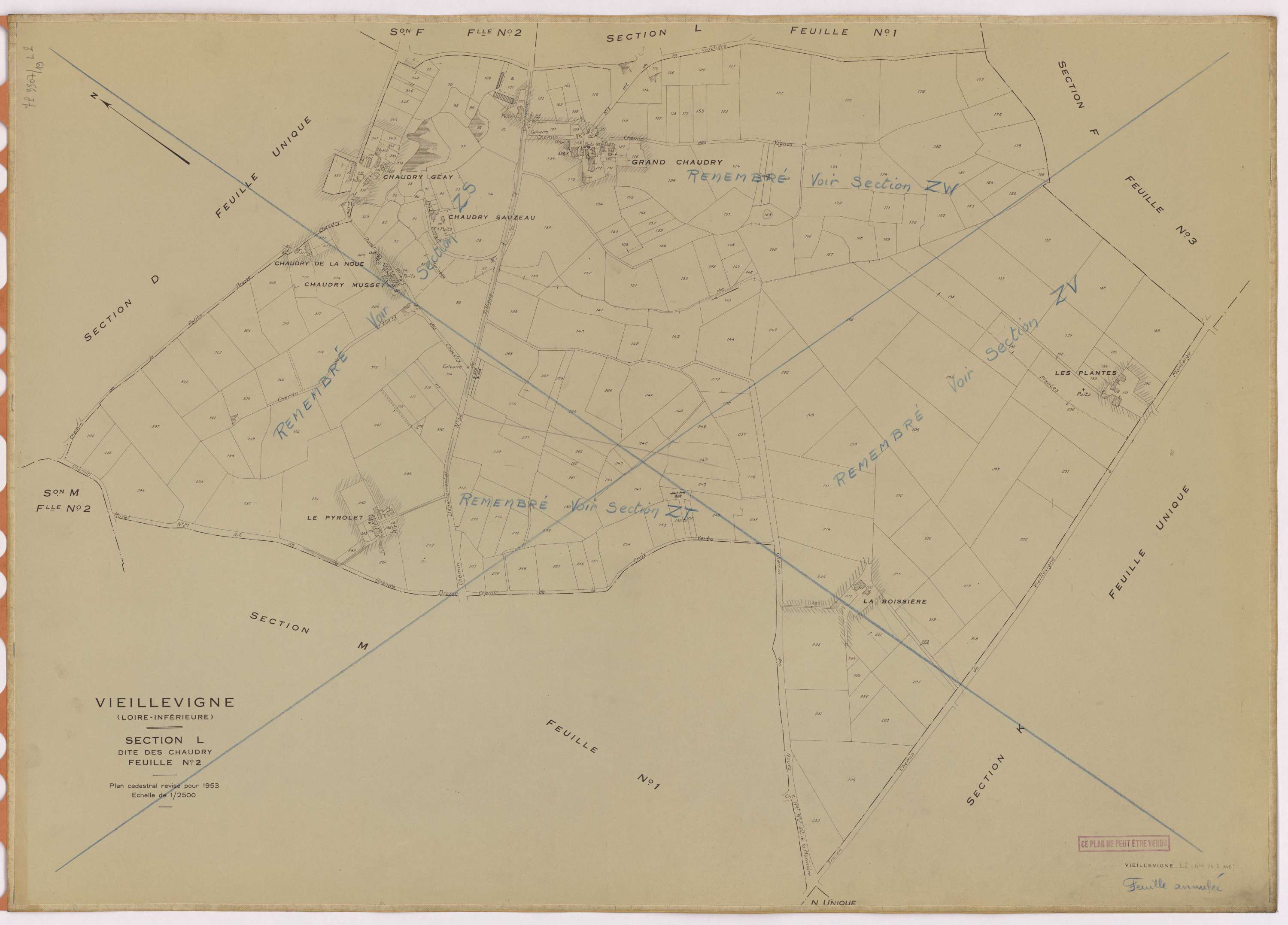 Vieillevigne - Section L2 Chaudry (section des) ; 75-348