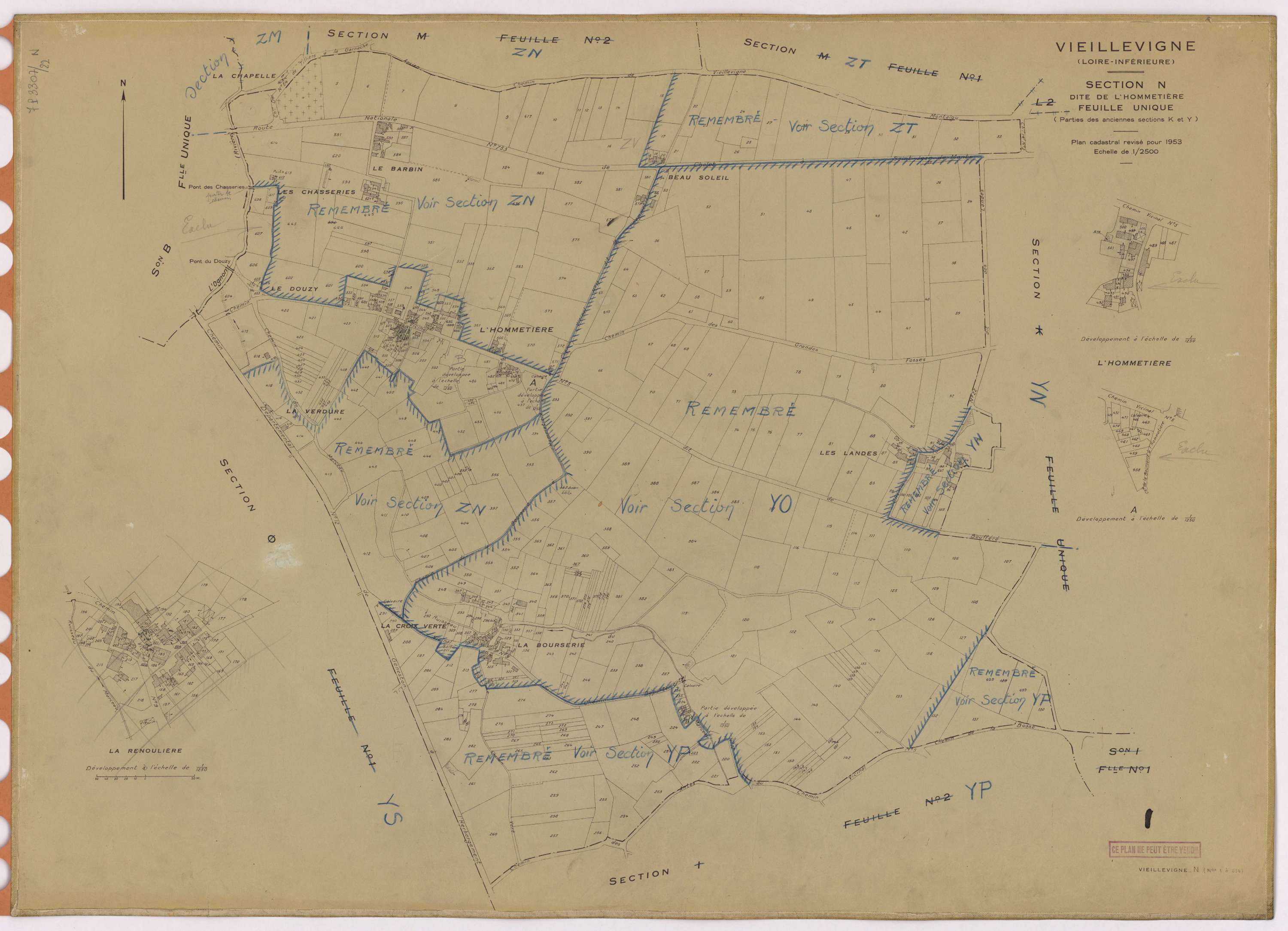 Vieillevigne - Section N Hommetière (section de l') ; 1-614