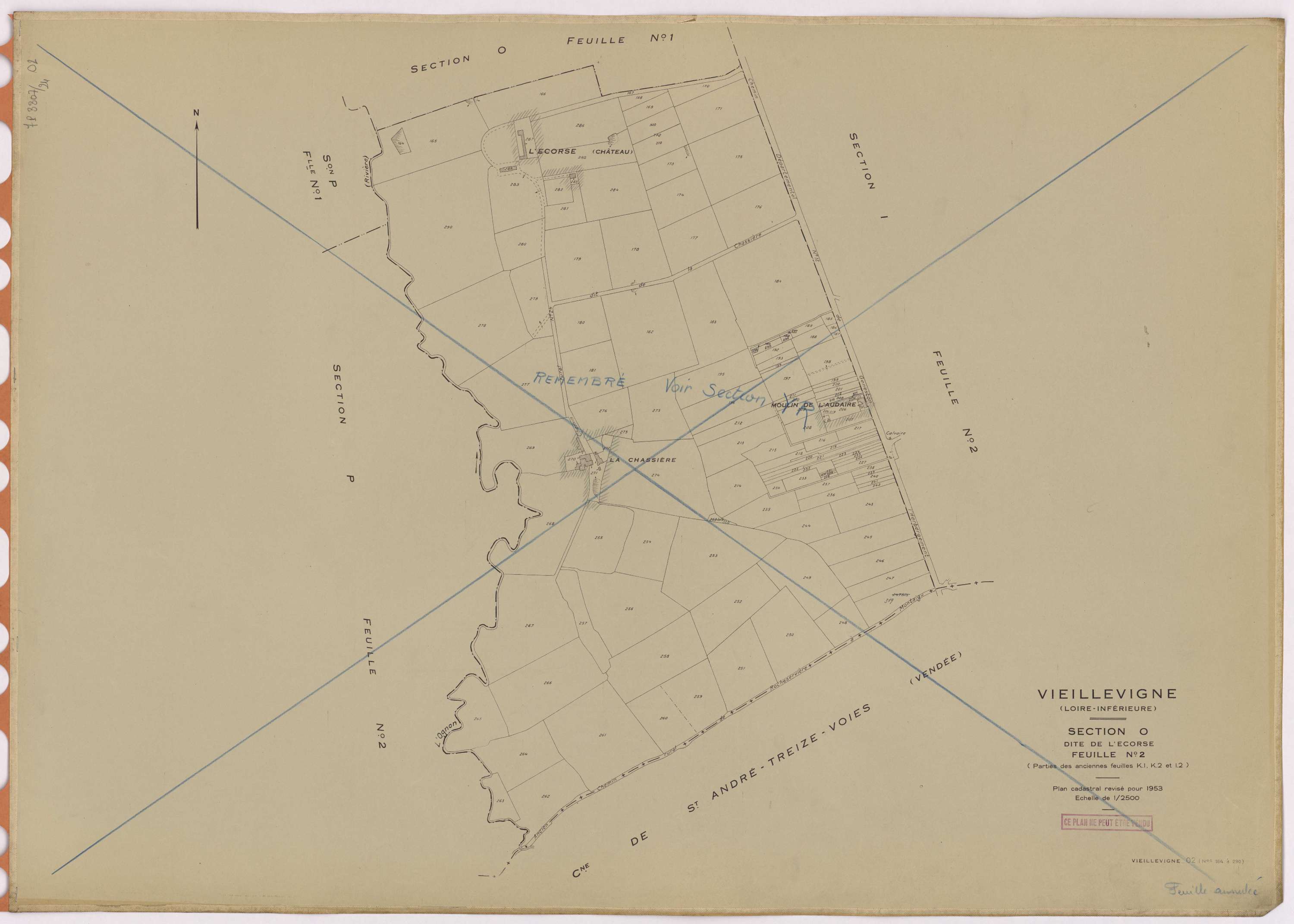 Vieillevigne - Section O2 Ecorse (section de l') ; 164-290