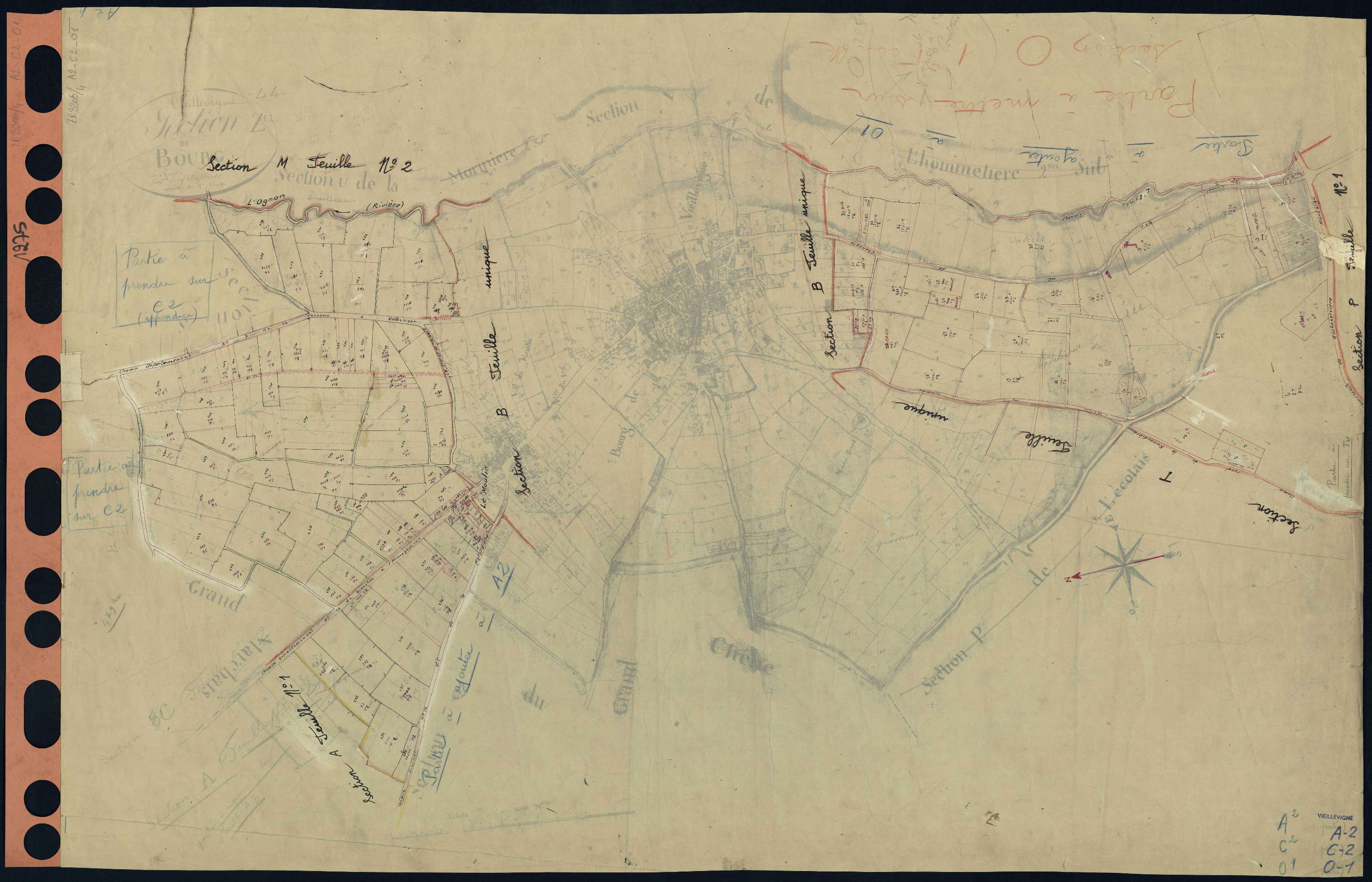 Vieillevigne - Section A2 C2 O1 Audonnière (section de l') . 220-344 . Brosse (section de La) . 302-660 . Ecorse (section de l') . 1-163