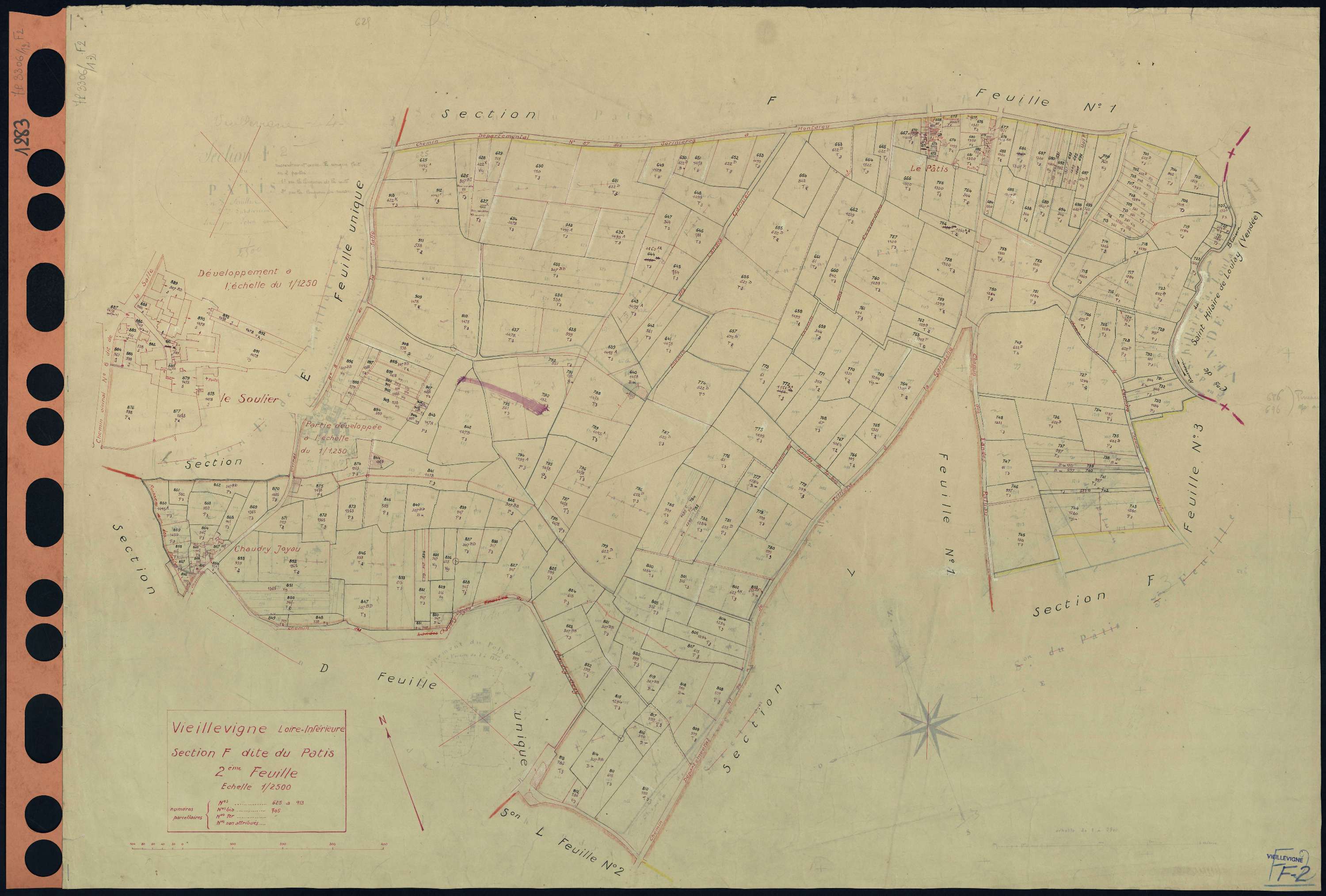 Vieillevigne - Section F2 Pâtis (section du) . 625-913