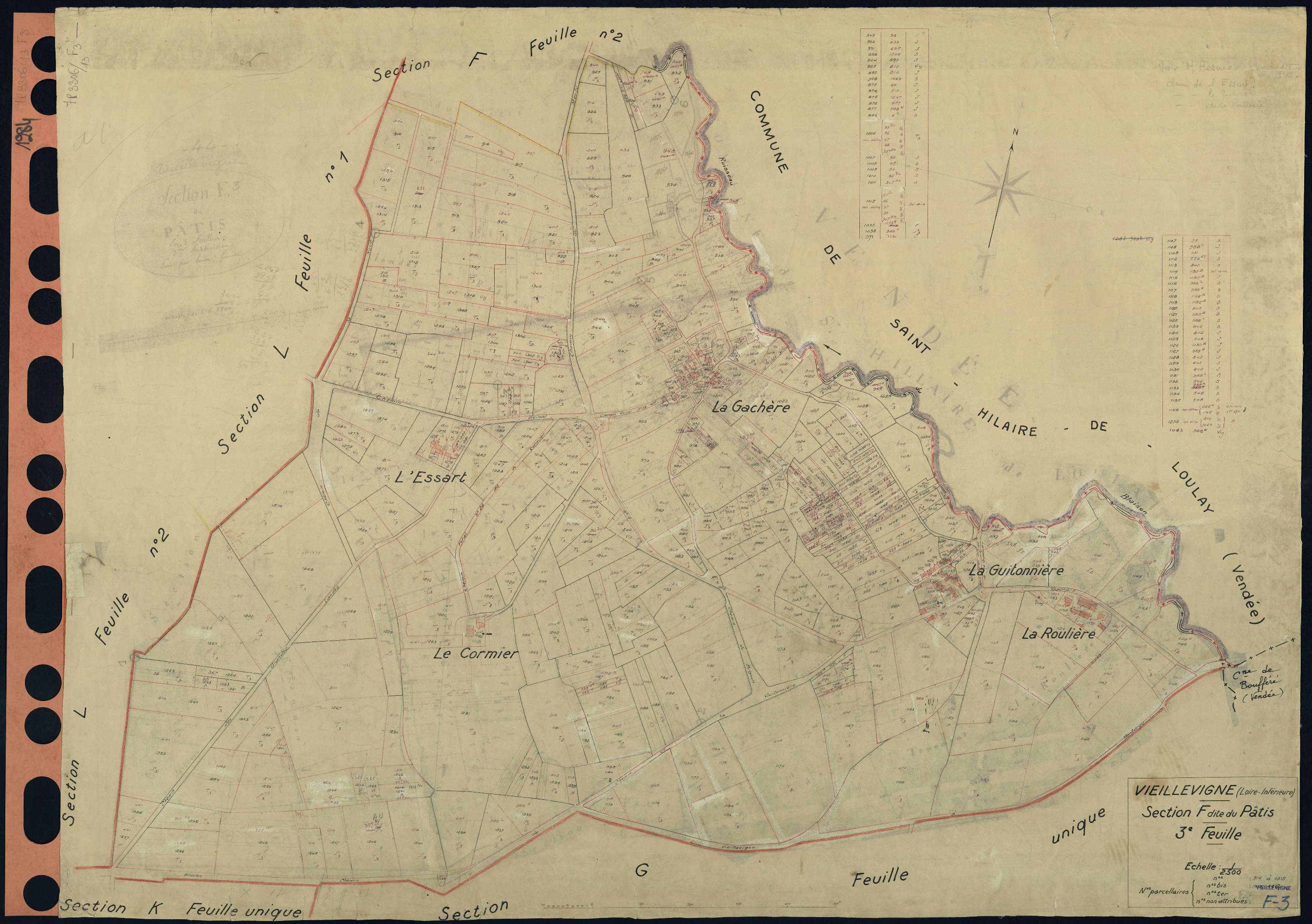 Vieillevigne - Section F3 Pâtis (section du) . 914-1315