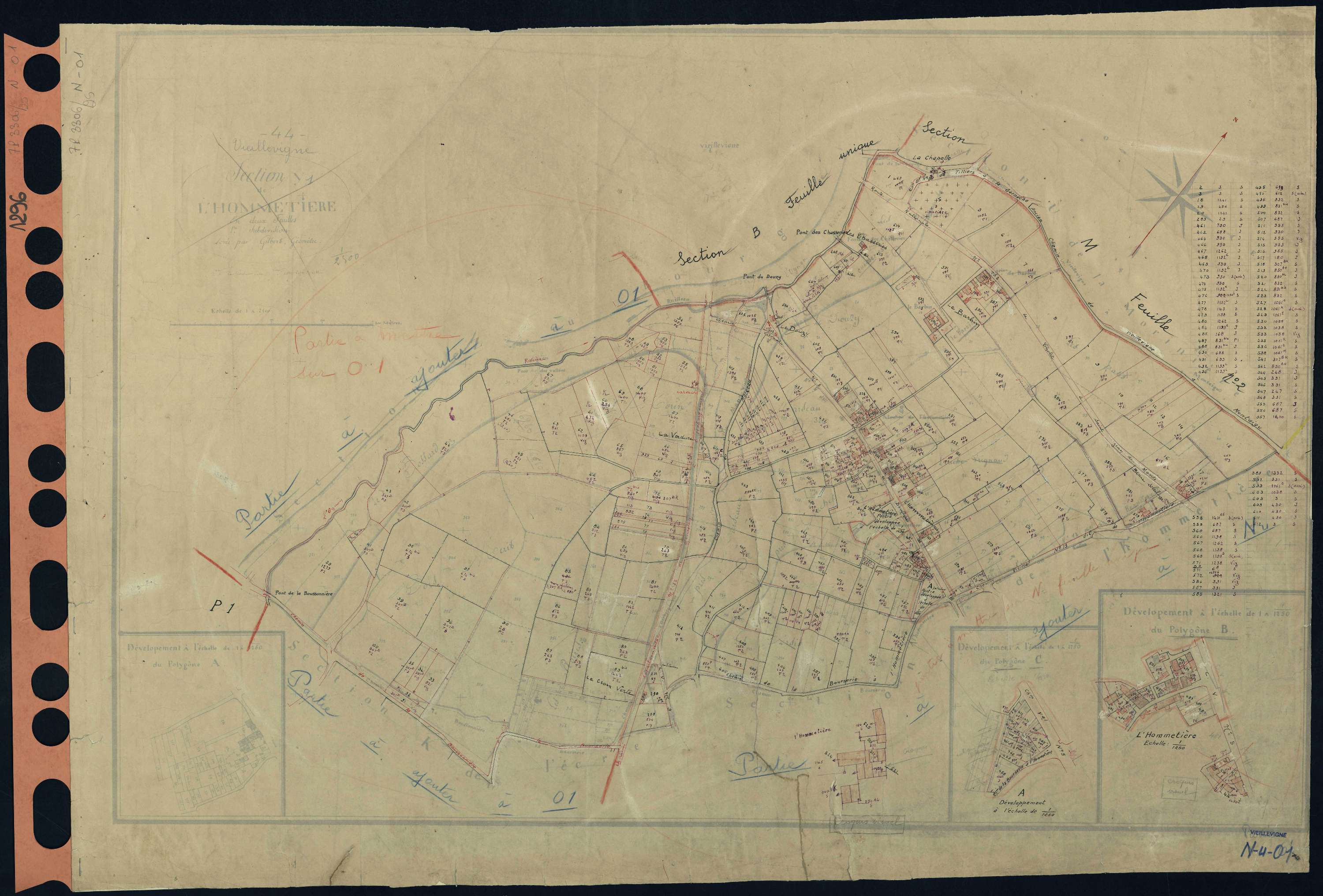 Vieillevigne - Section N O1 Hommetière (section de l') . 1-614 . Ecorse (section de l') . 1-163