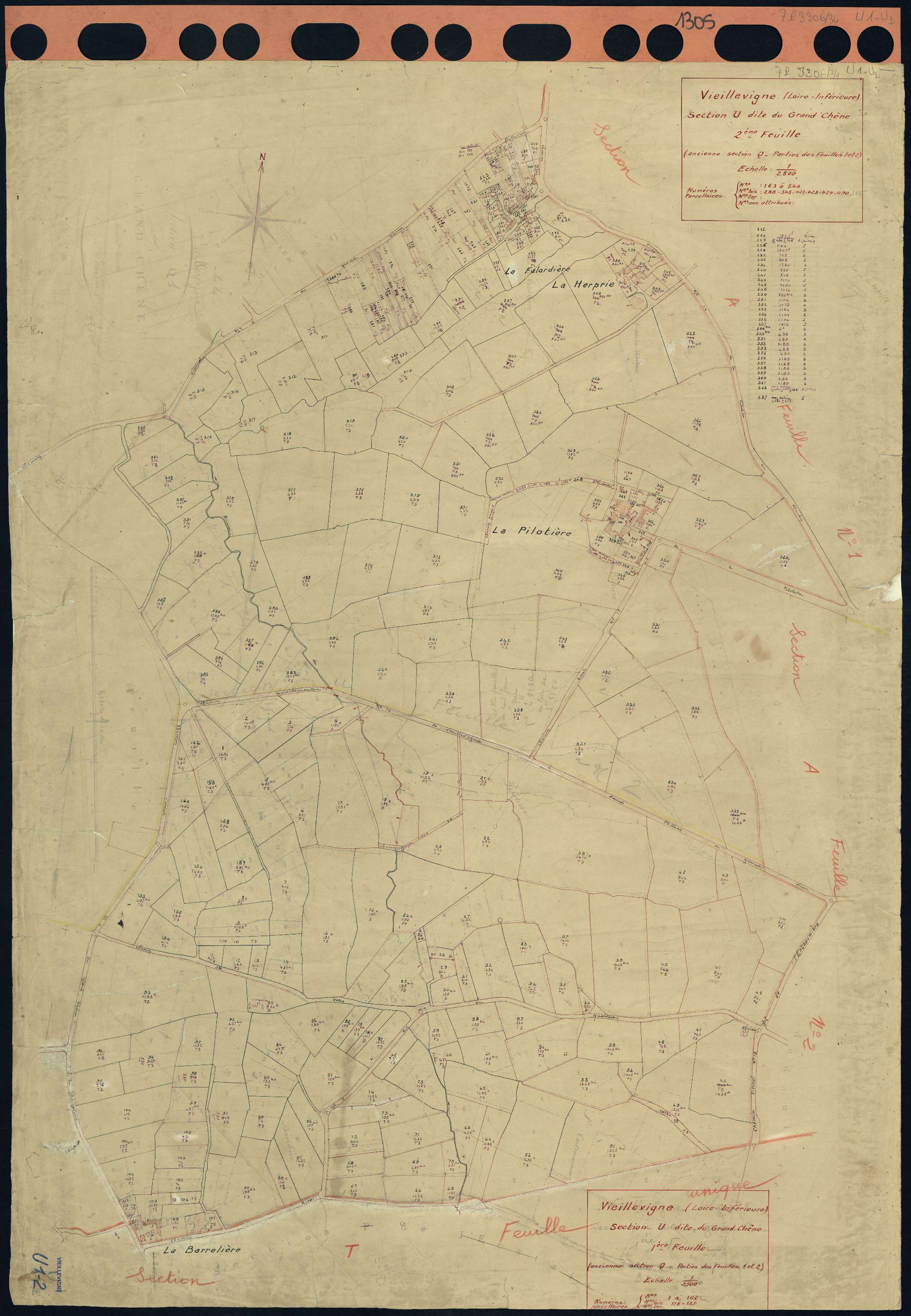 Vieillevigne - Section U1 U2 Grand Chêne (section du) . 1-162 . 163-544