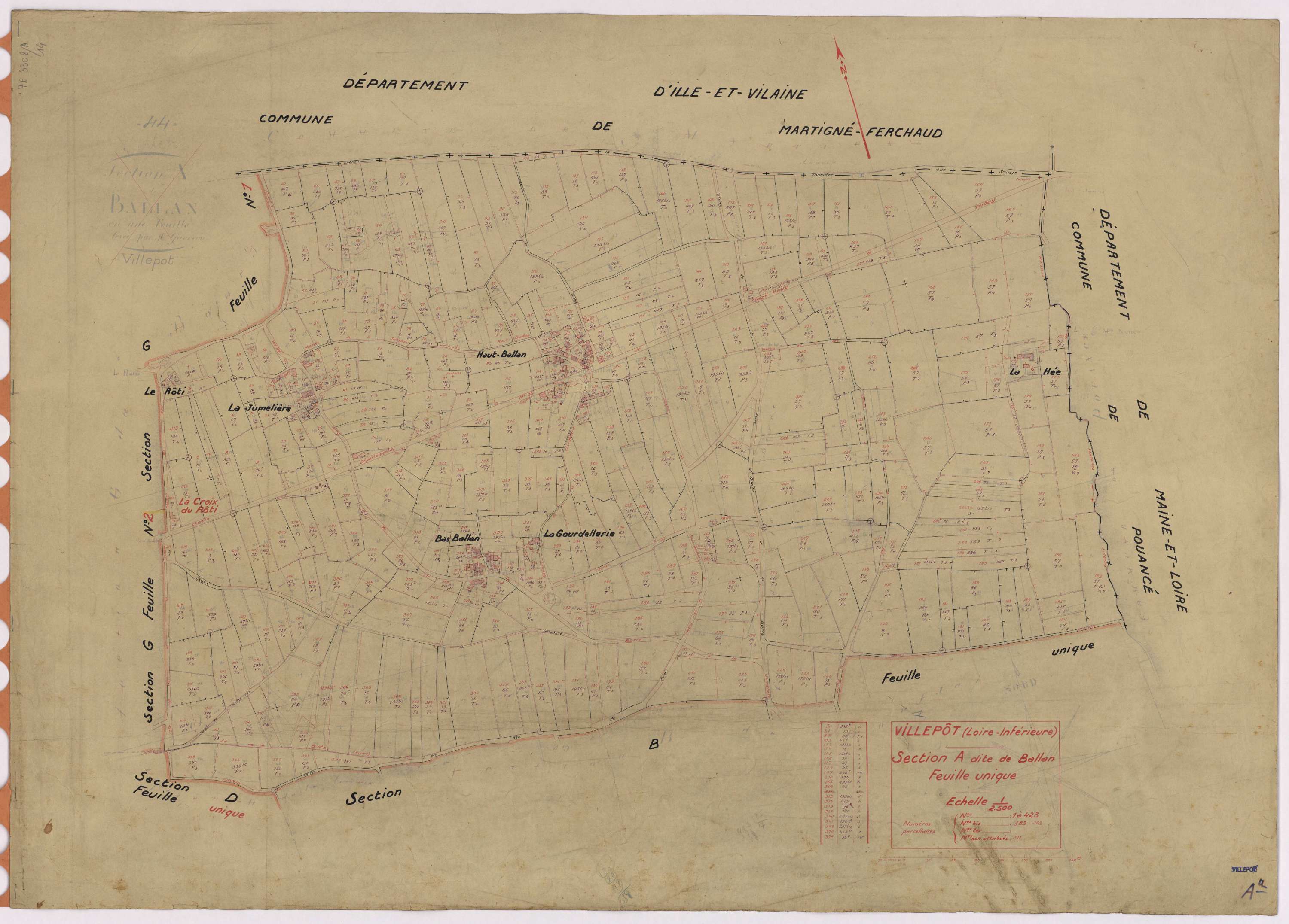 Villepot - Section A Ballan (section de) ; 1-423