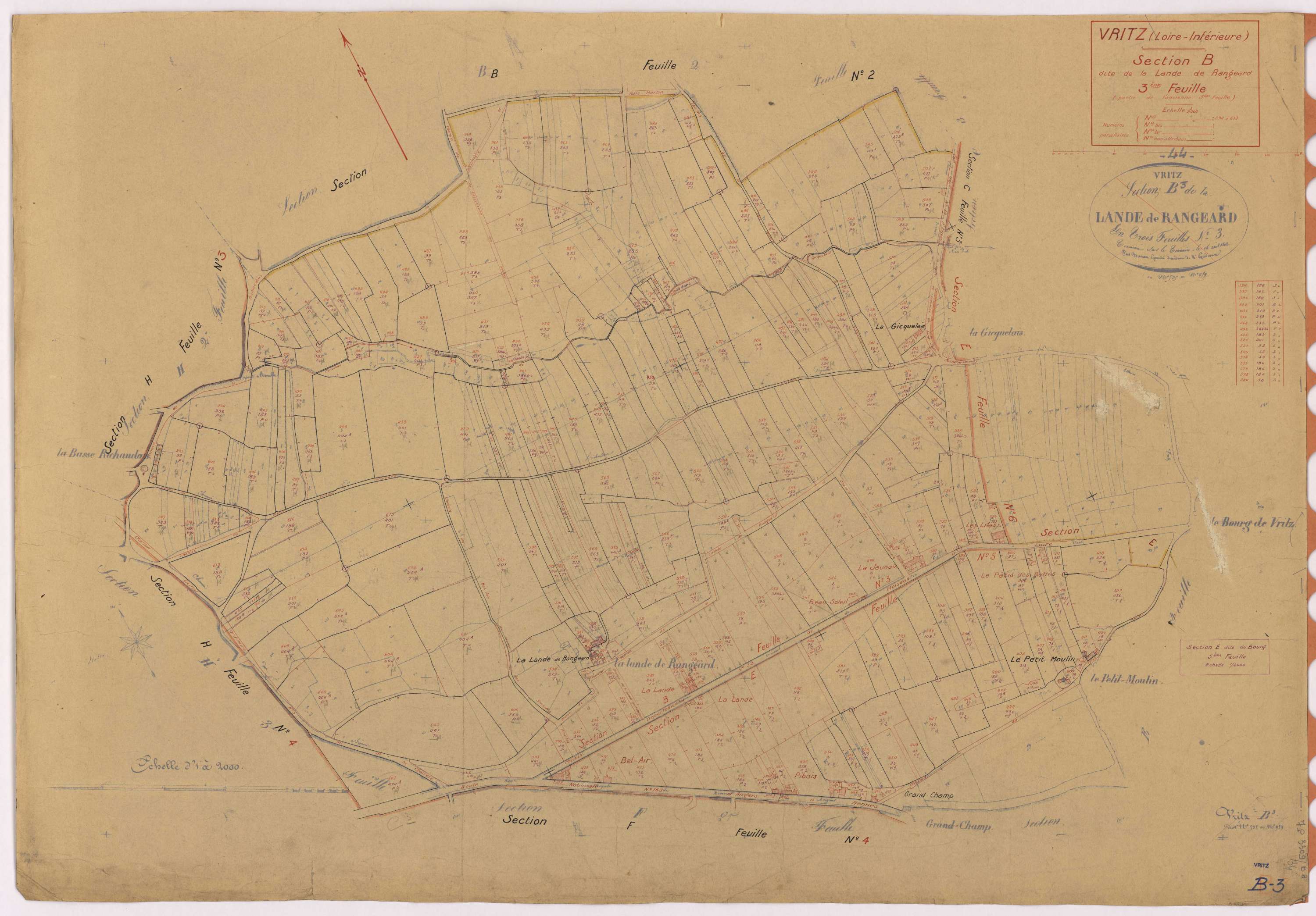 Vritz - Section B3 Lande de Rangeard (section de La) ; 394-617